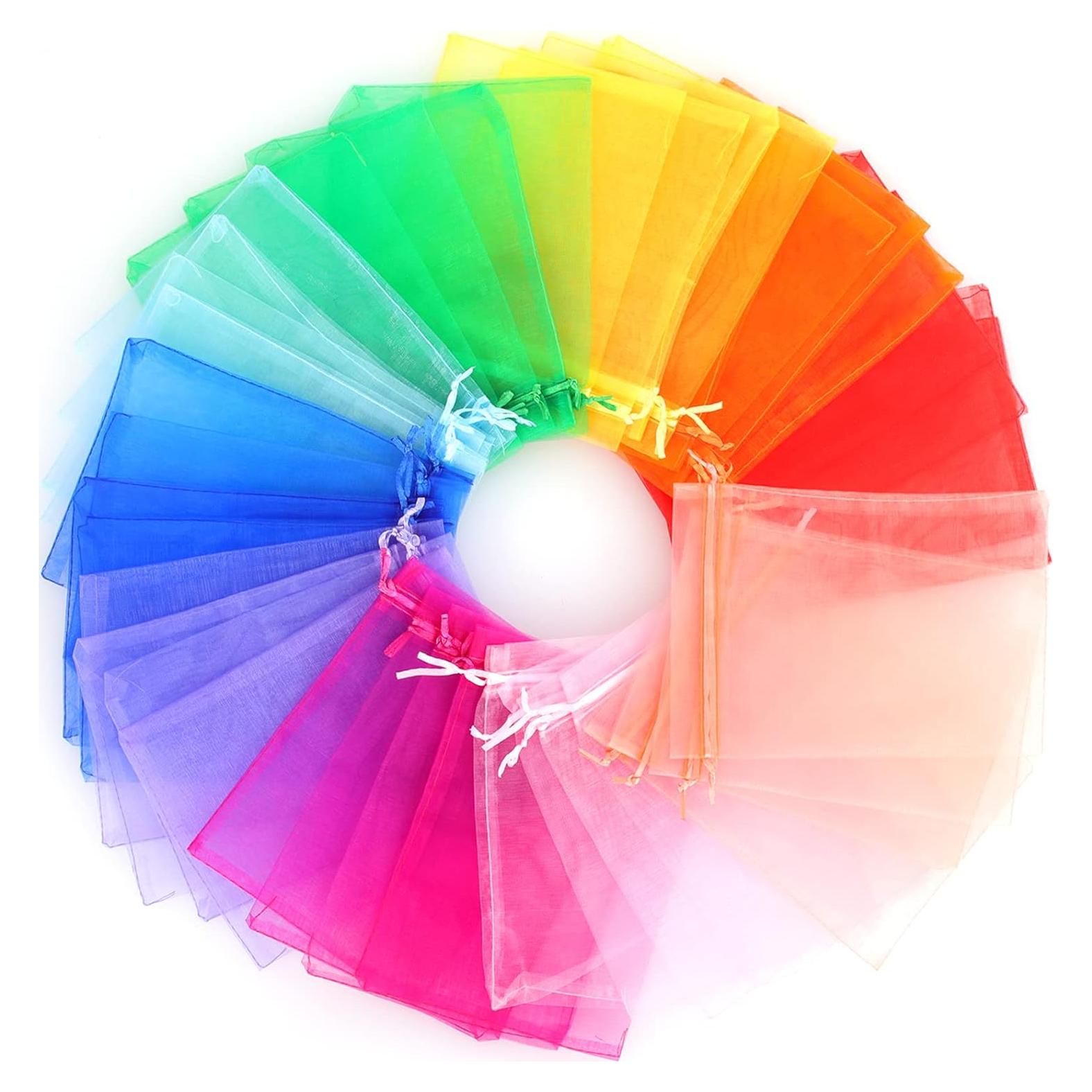 Bolsas de Organza 100pcs Ponpon 12,7x17,8 cm Colorido