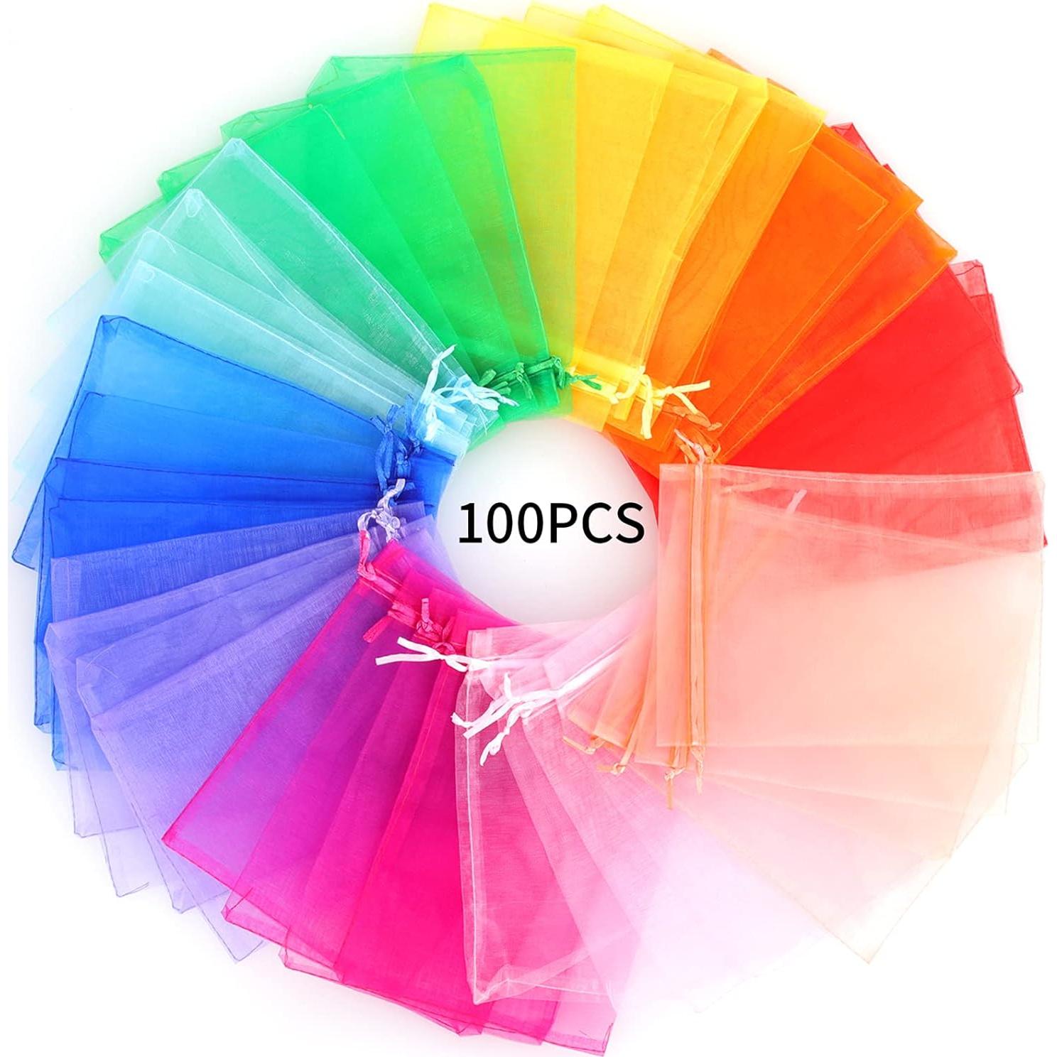 Bolsas de Organza 100pcs Ponpon 12,7x17,8 cm Colorido