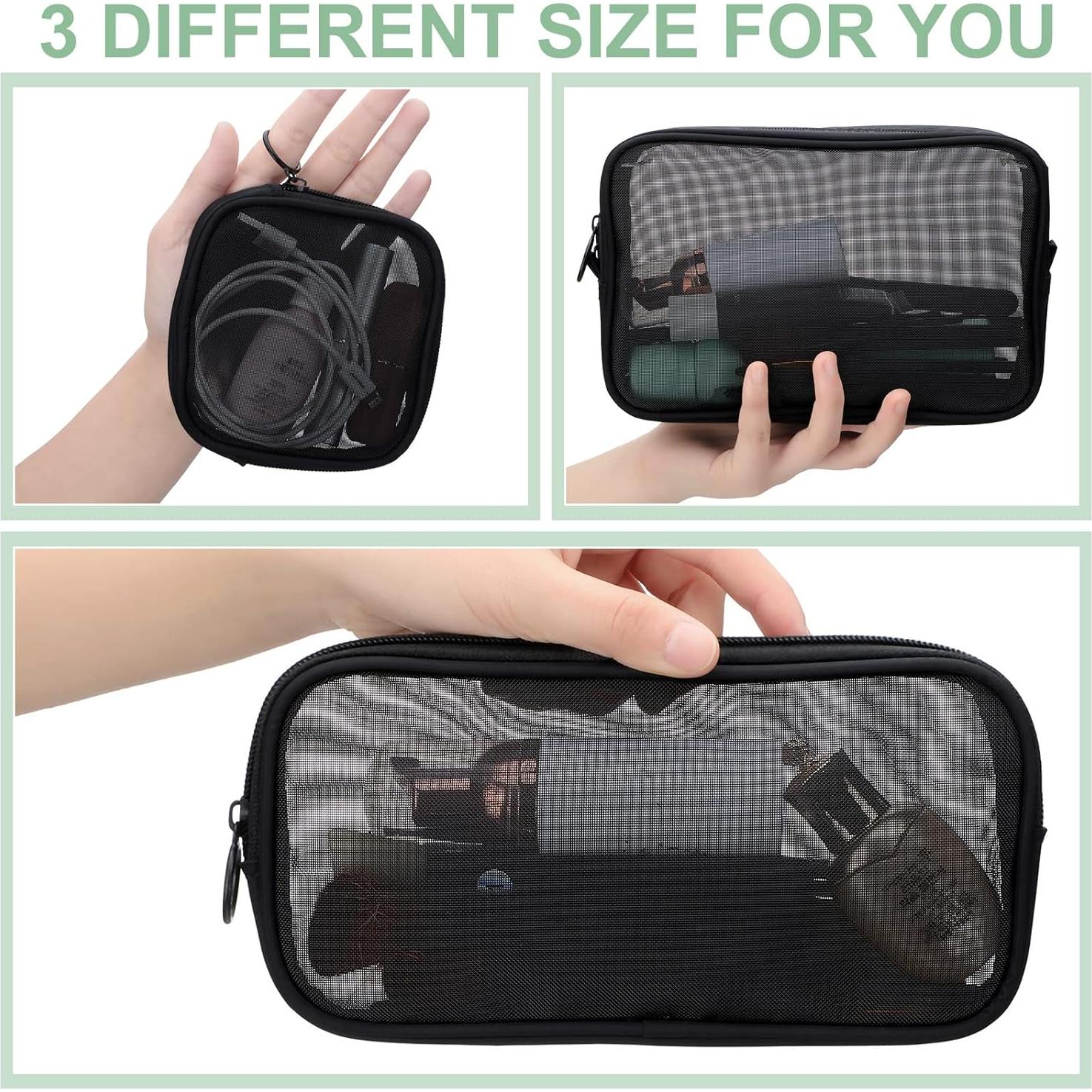 Bolsa de Maquillaje Weewooday 4 Pcs Malla Negra