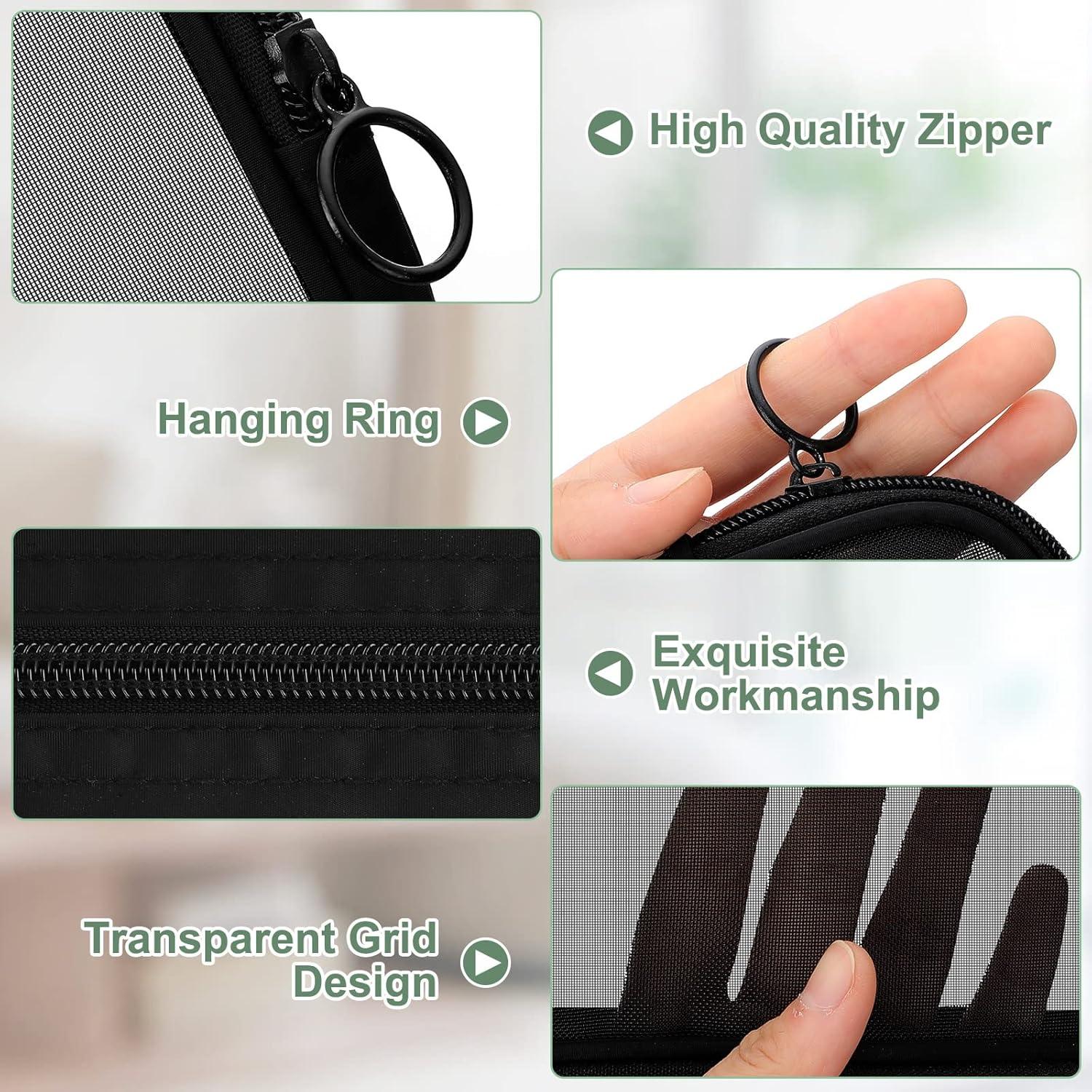 Bolsa de Maquillaje Weewooday 4 Pcs Malla Negra