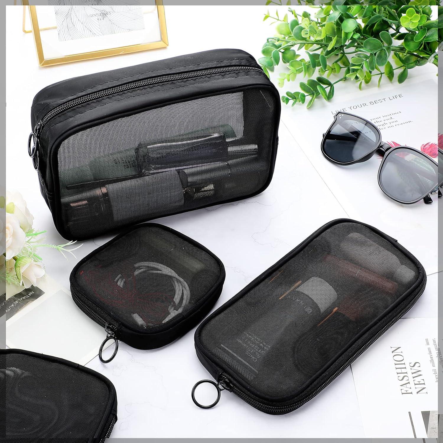 Bolsa de Maquillaje Weewooday 4 Pcs Malla Negra
