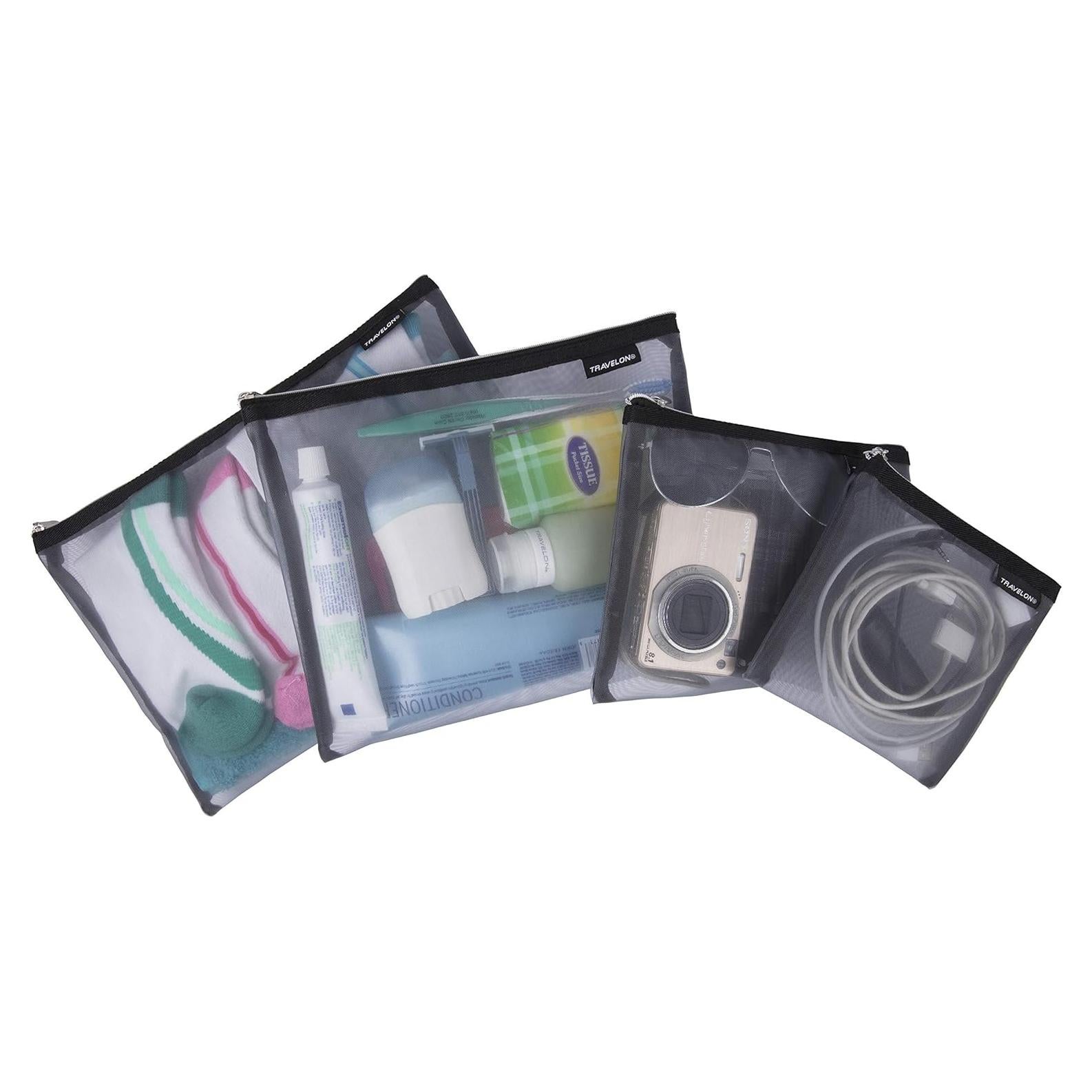 Travelon Set de 4 Bolsas de Malla Gris 24x32 cm