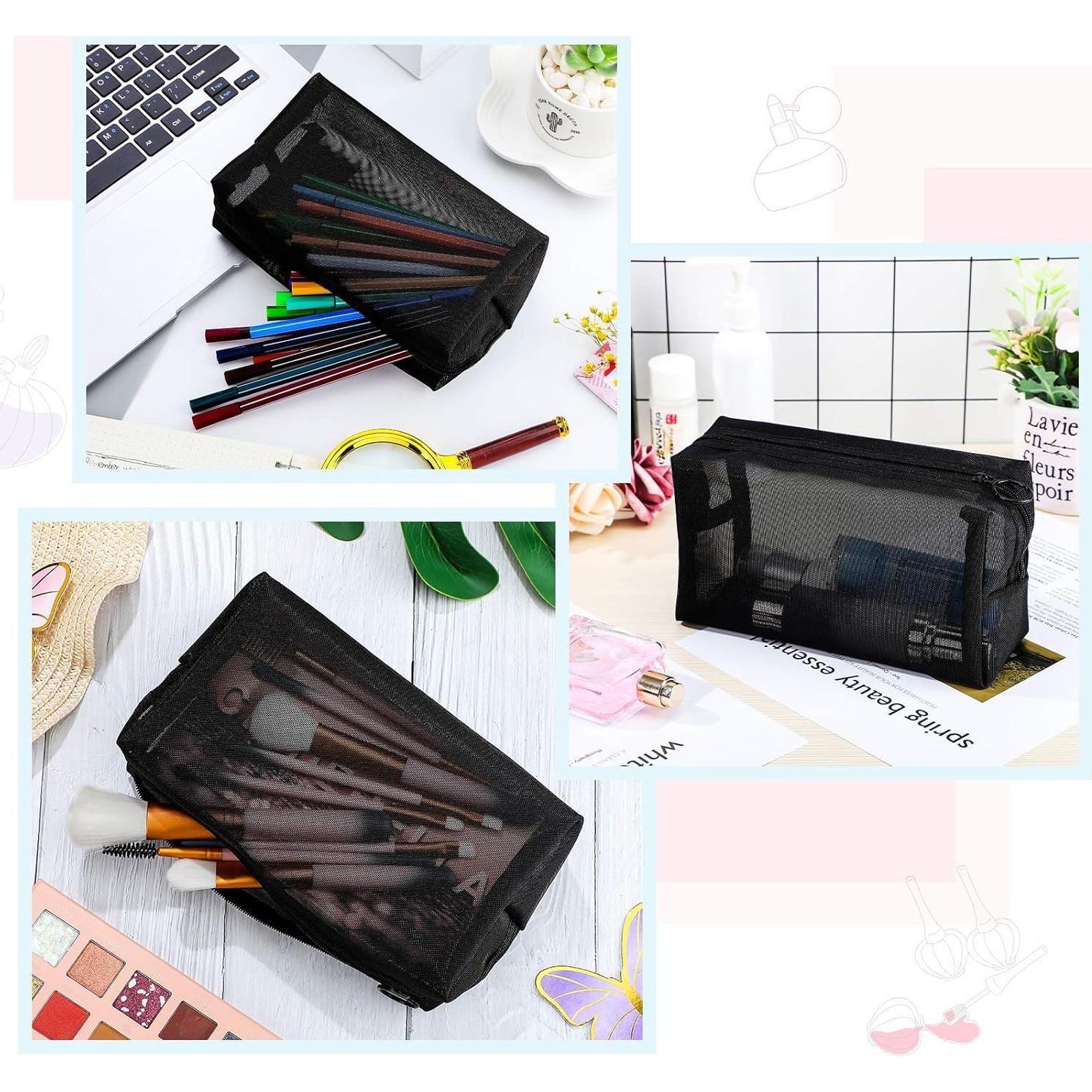 Set de 5 Bolsas de Maquillaje de Malla Negra Sadnyy 18x10 cm