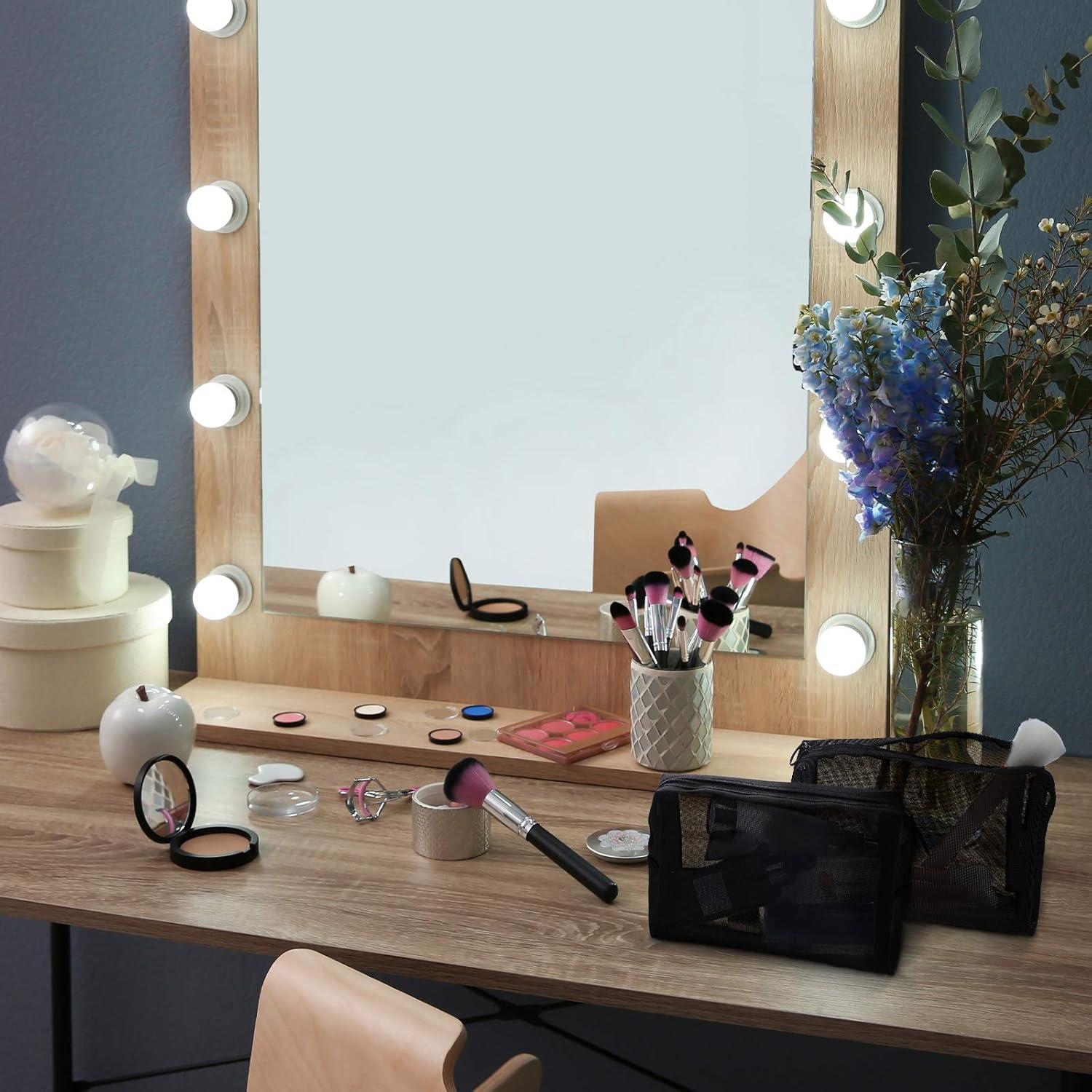 Set de 5 Bolsas de Maquillaje de Malla Negra Sadnyy 18x10 cm