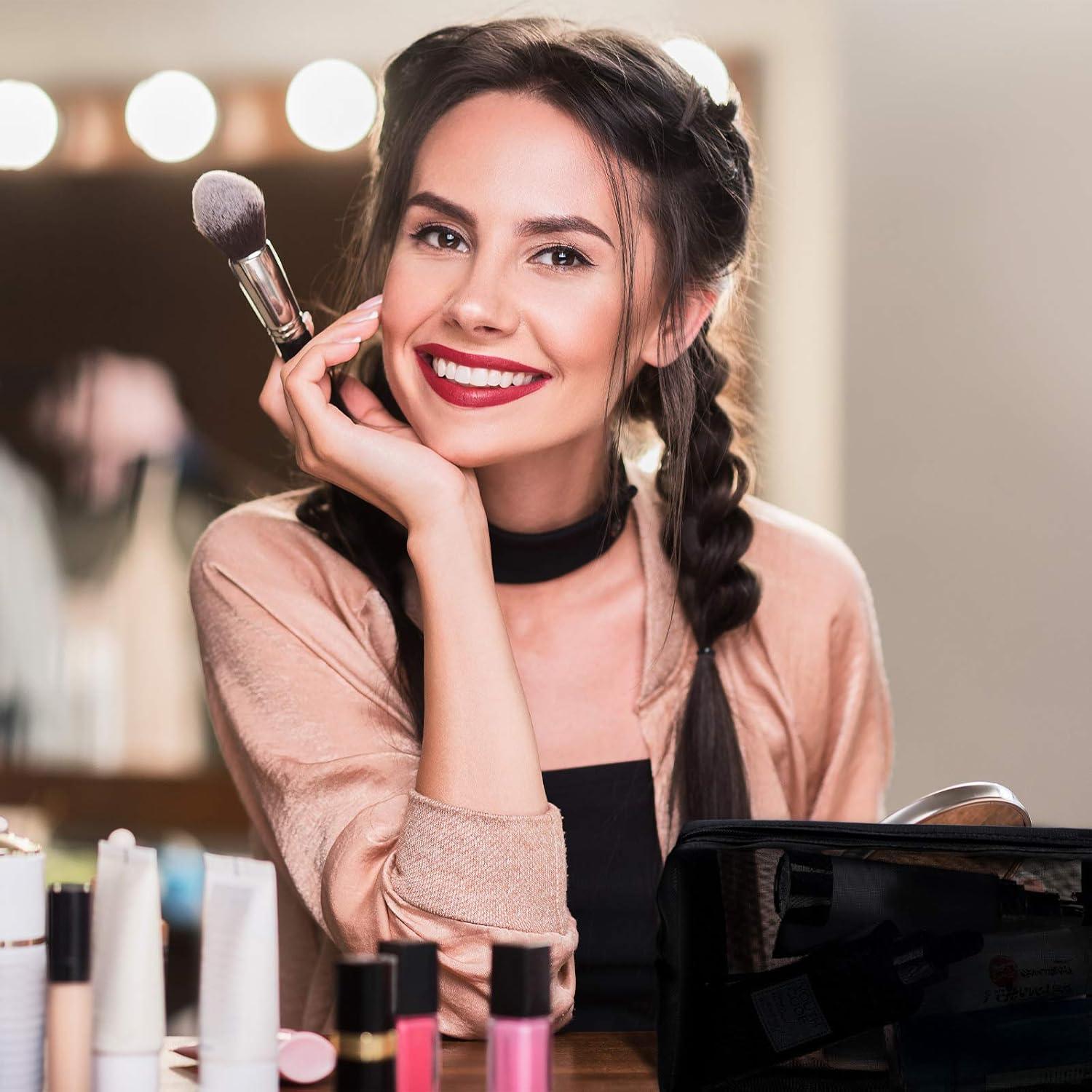 Set de 5 Bolsas de Maquillaje de Malla Negra Sadnyy 18x10 cm