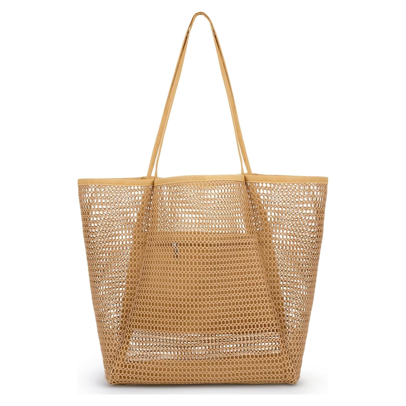 Bolsa de Playa de Malla Iioscre Caqui 45,72x35,56cm