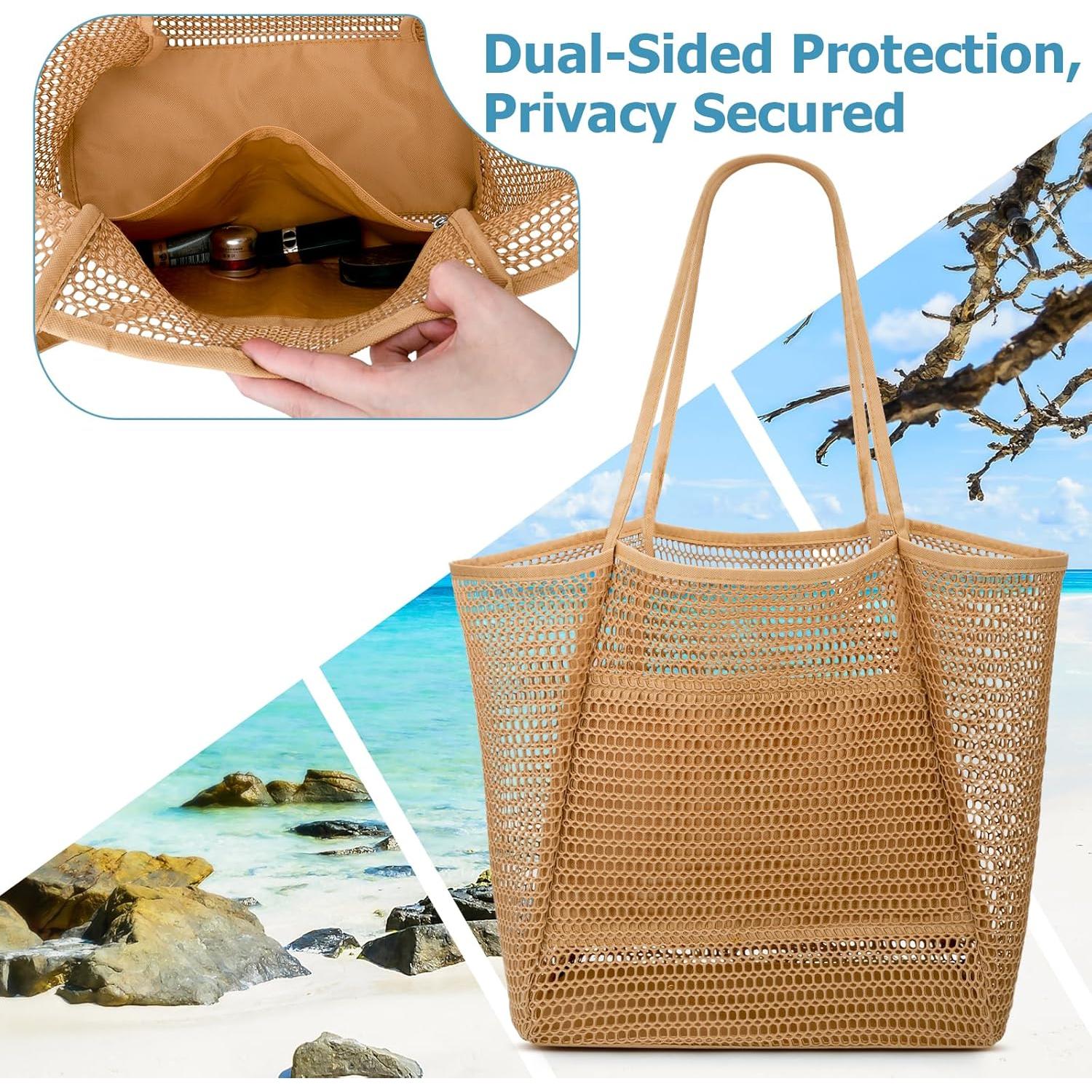 Bolsa de Playa de Malla Iioscre Caqui 45,72x35,56cm