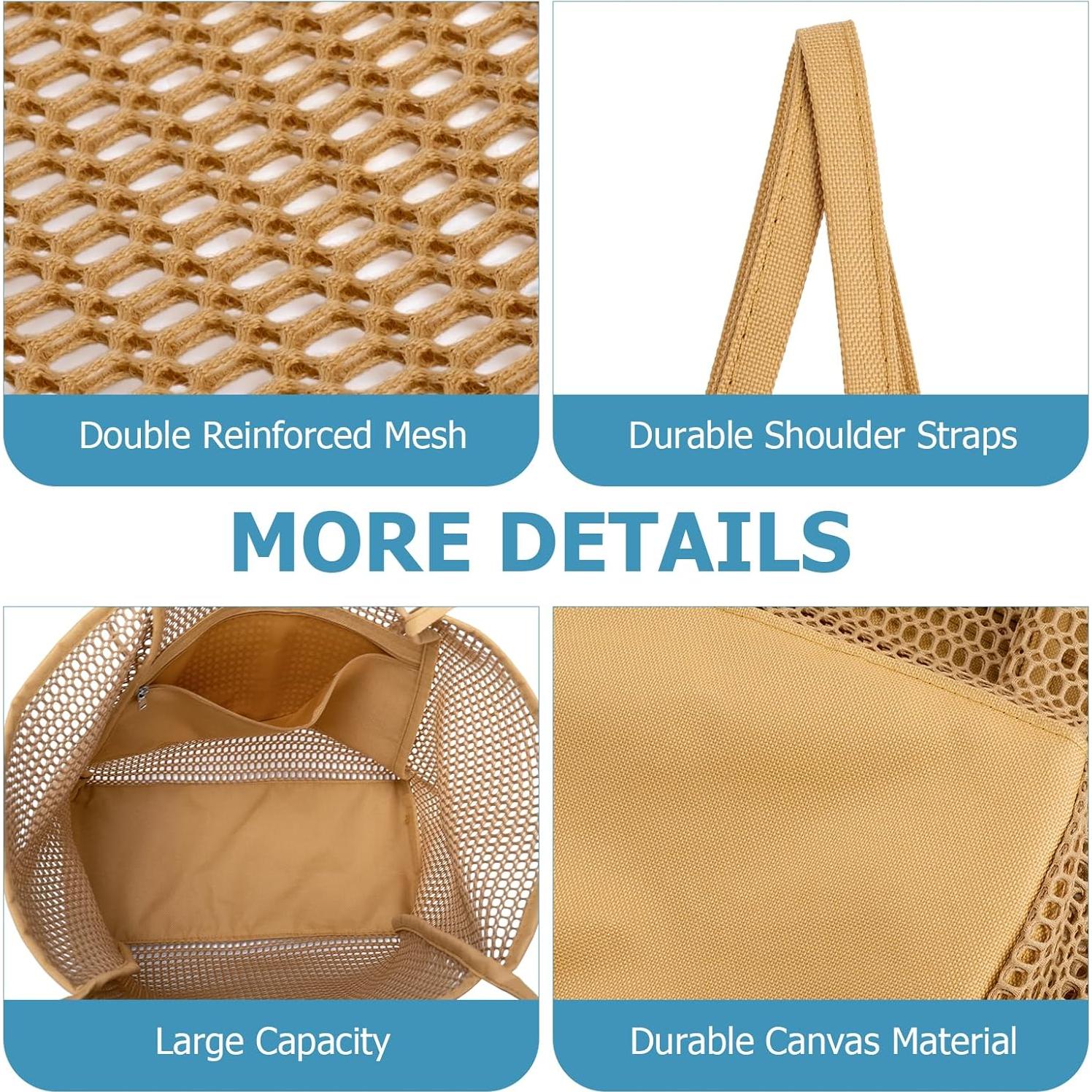 Bolsa de Playa de Malla Iioscre Caqui 45,72x35,56cm