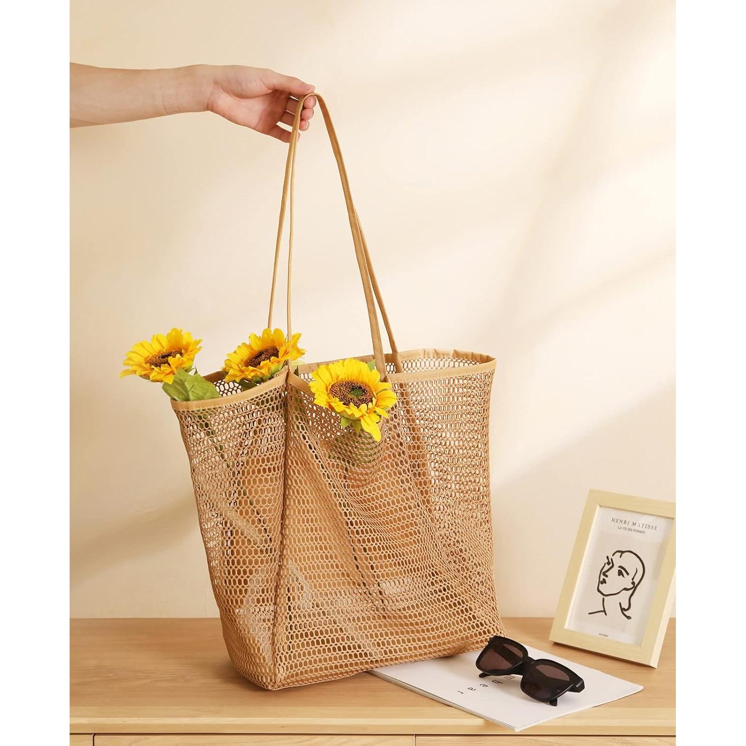 Bolsa de Playa de Malla Iioscre Caqui 45,72x35,56cm