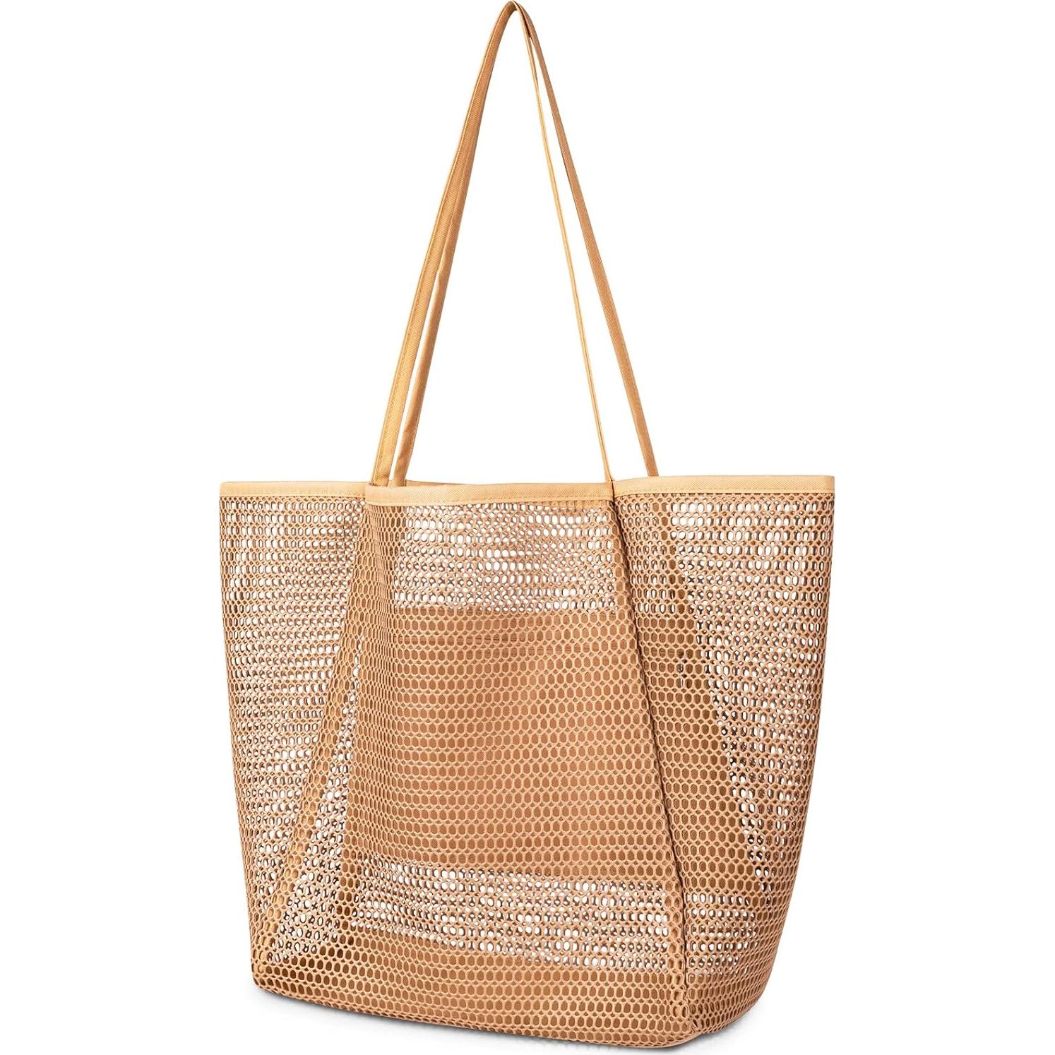 Bolsa de Playa de Malla Iioscre Caqui 45,72x35,56cm