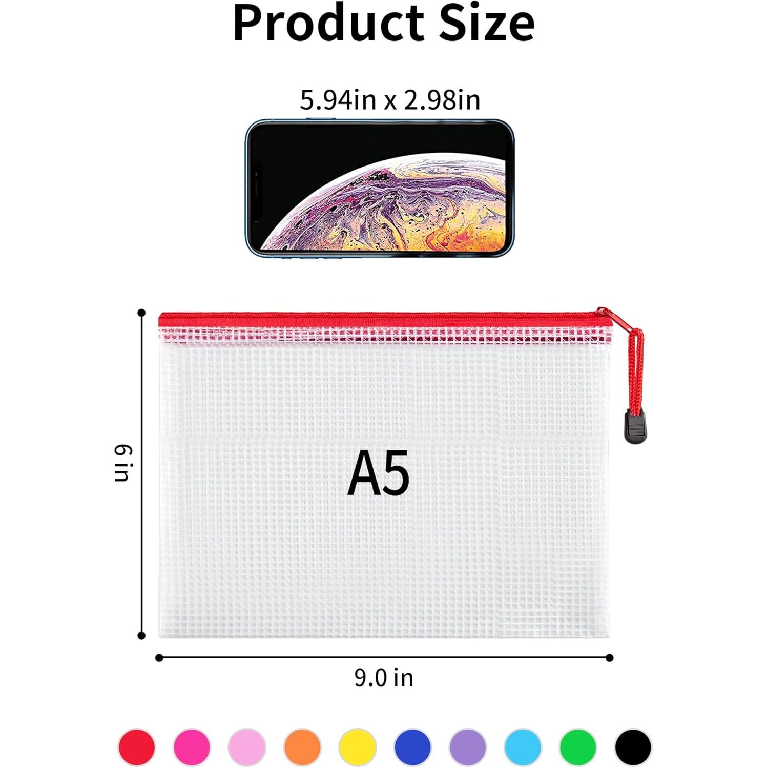 JARLINK 20 Bolsas de Malla A5 Resistentes al Agua 10 Colores