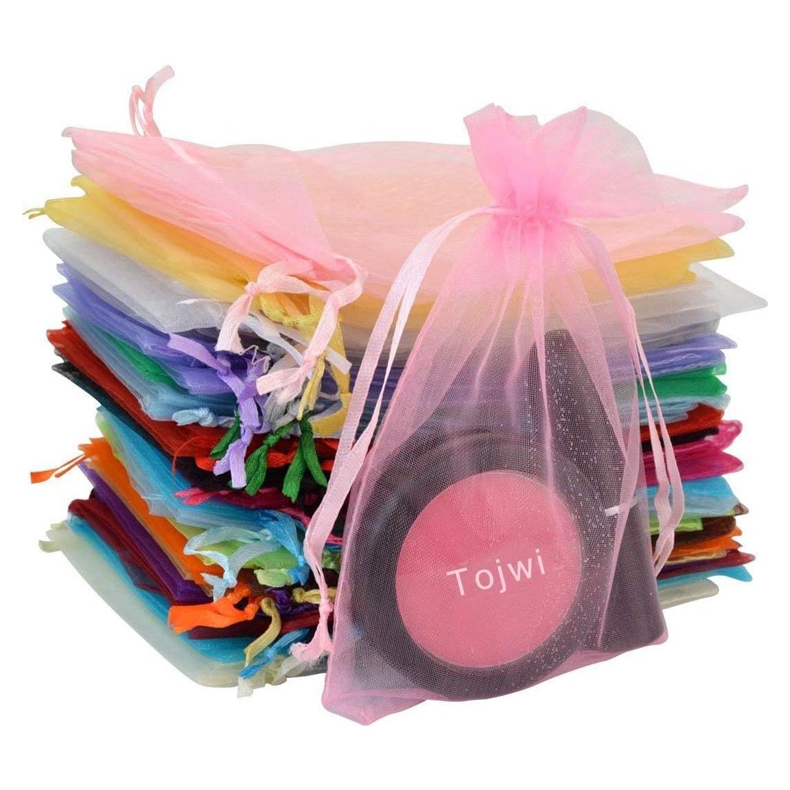 50 Bolsas de Organza Color Mezclado 9x11cm Cierre Satén