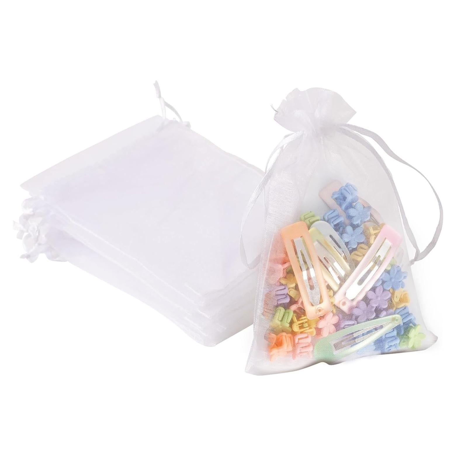 100 Bolsas de Organza Blancas 10x15cm con Cierre YHJZ