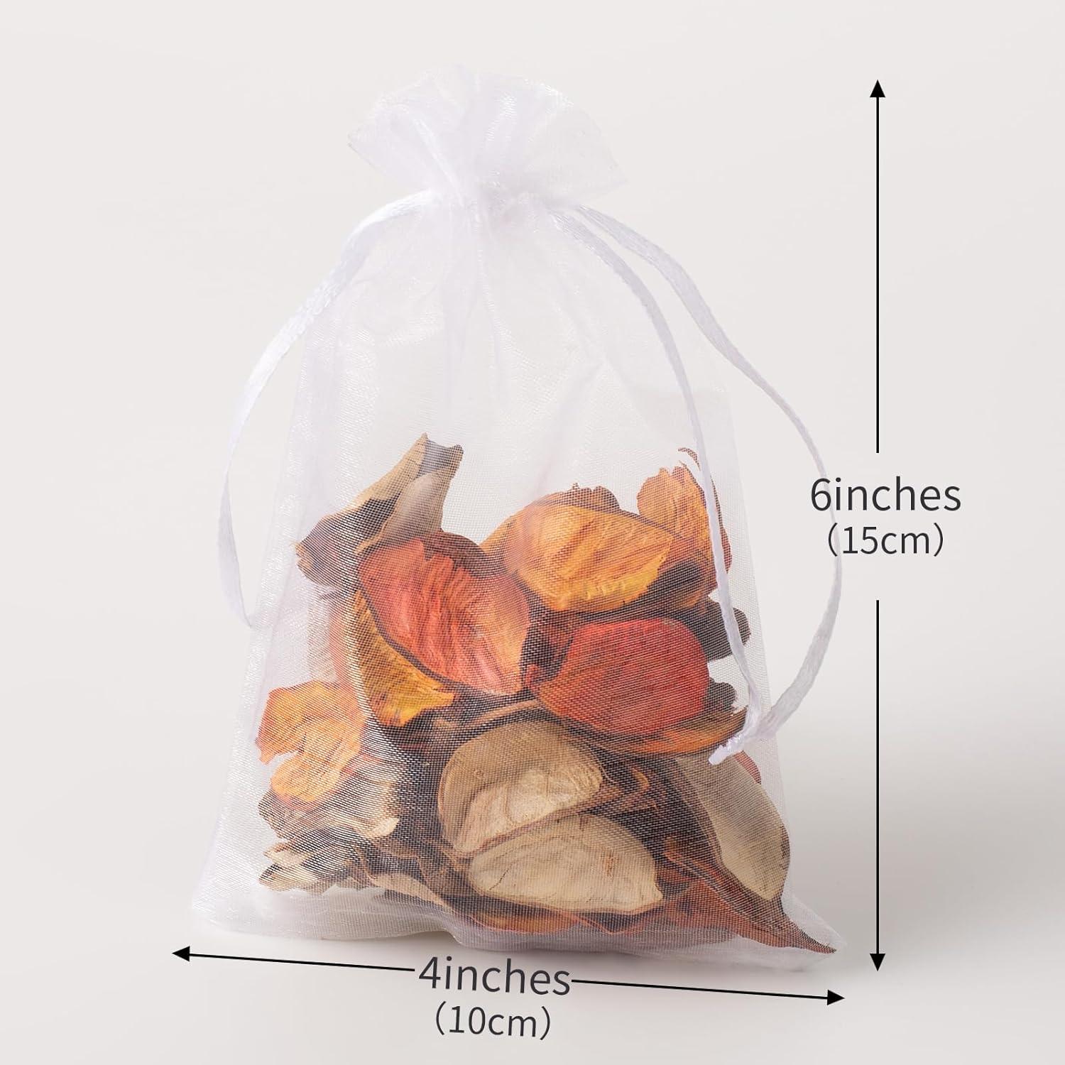 100 Bolsas de Organza Blancas 10x15cm con Cierre YHJZ