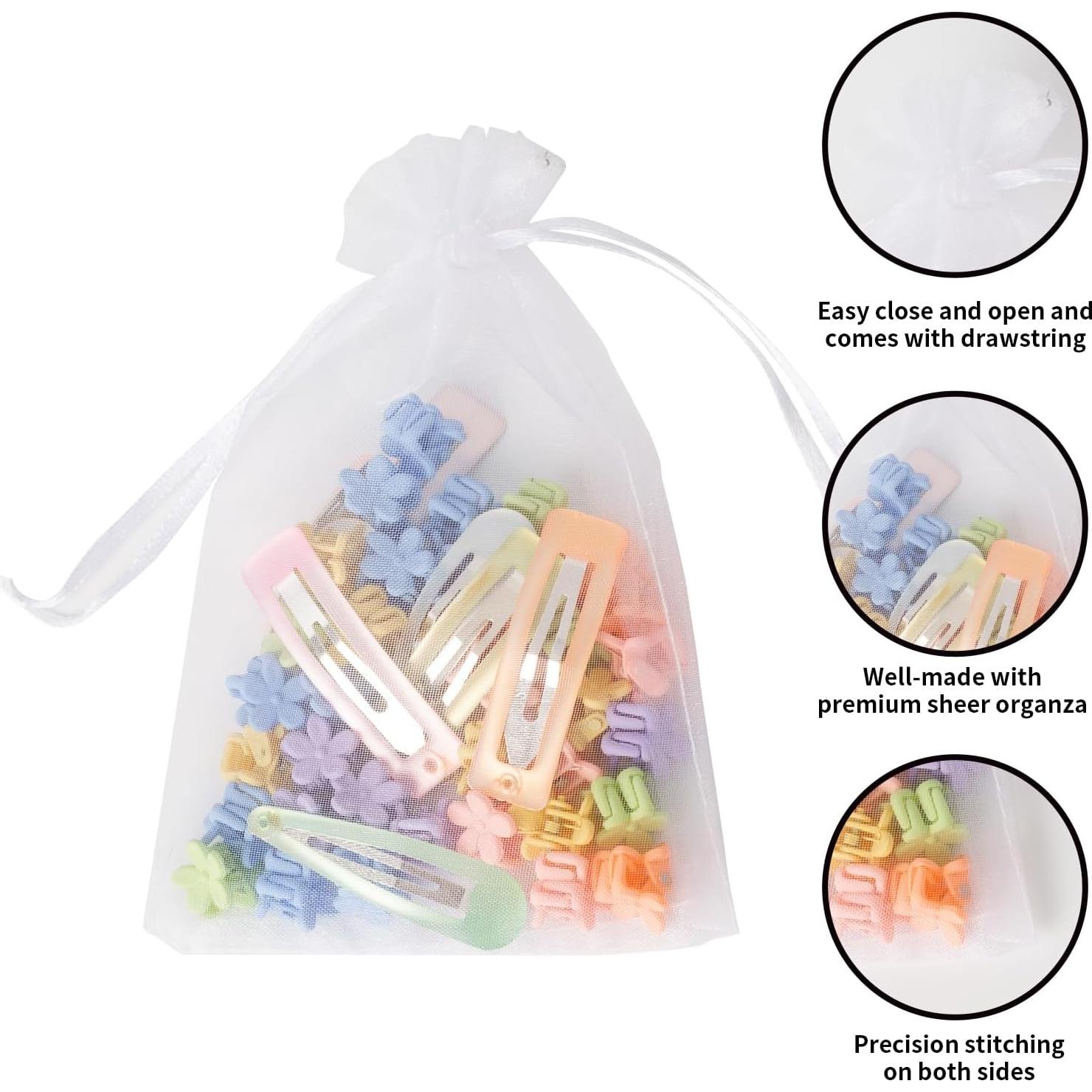 100 Bolsas de Organza Blancas 10x15cm con Cierre YHJZ