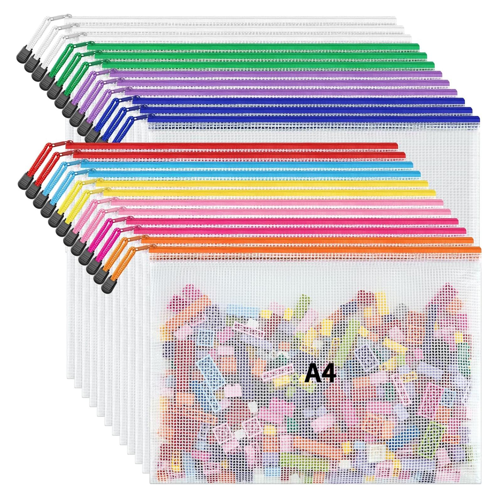 Bolsas de Malla con Cremallera JARLINK 24 Pcs A4 Multicolor