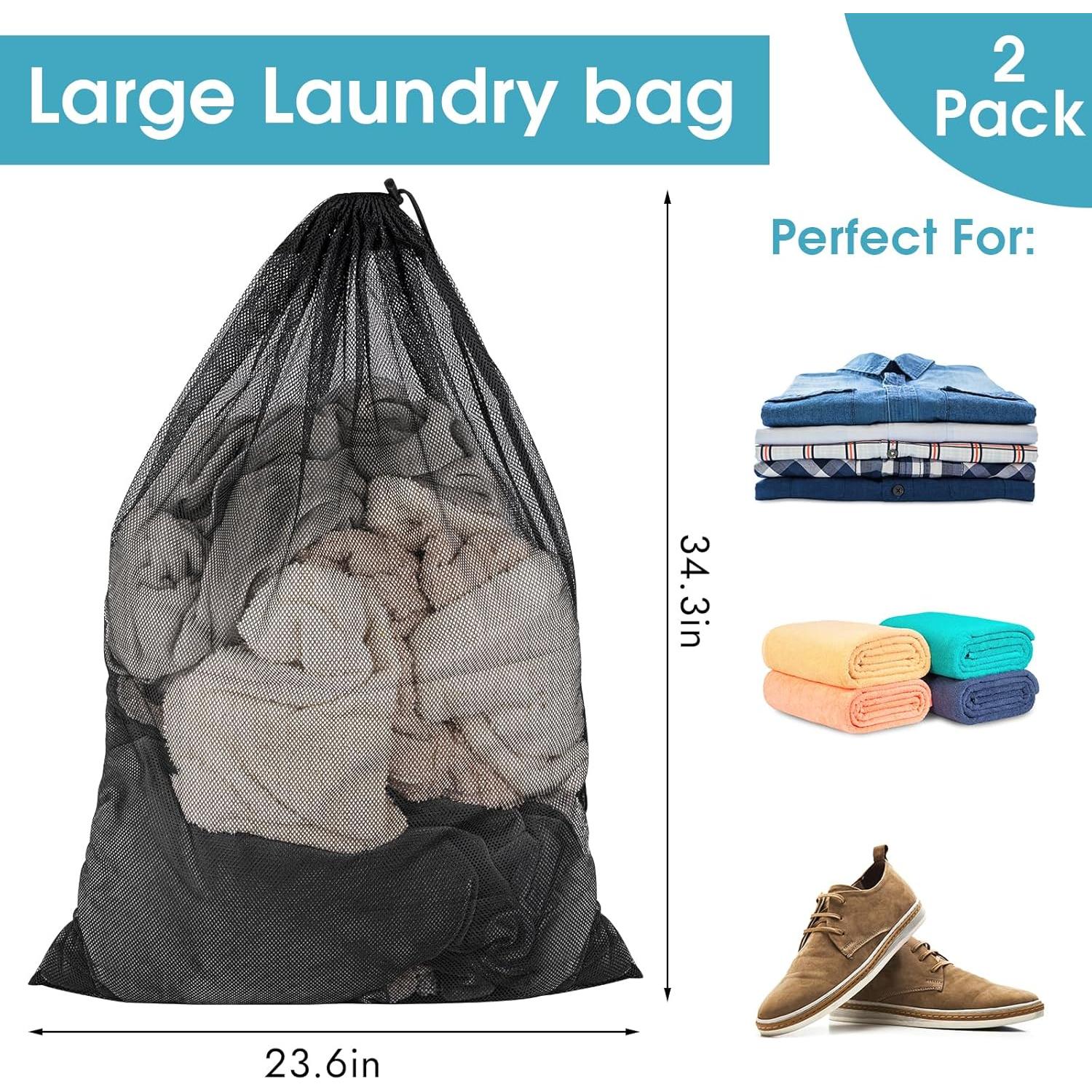 Paquete de 2 Bolsas de Lavandería PEASUG 58x86 cm Negras