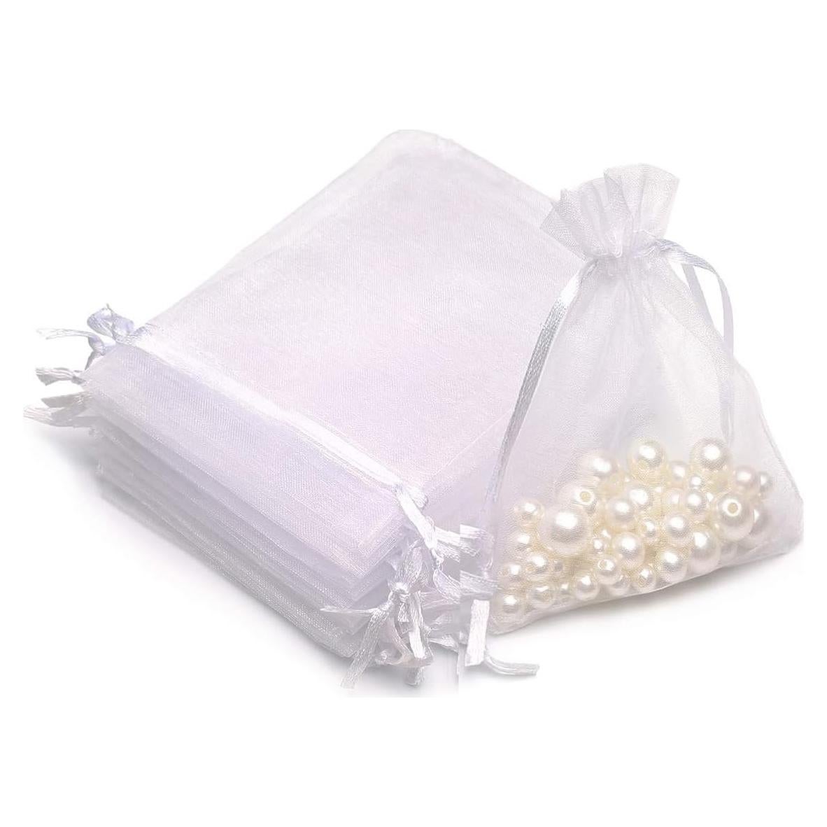 50 Bolsas de Regalo de Organza Blanca 7,62x10,16 cm Akstore