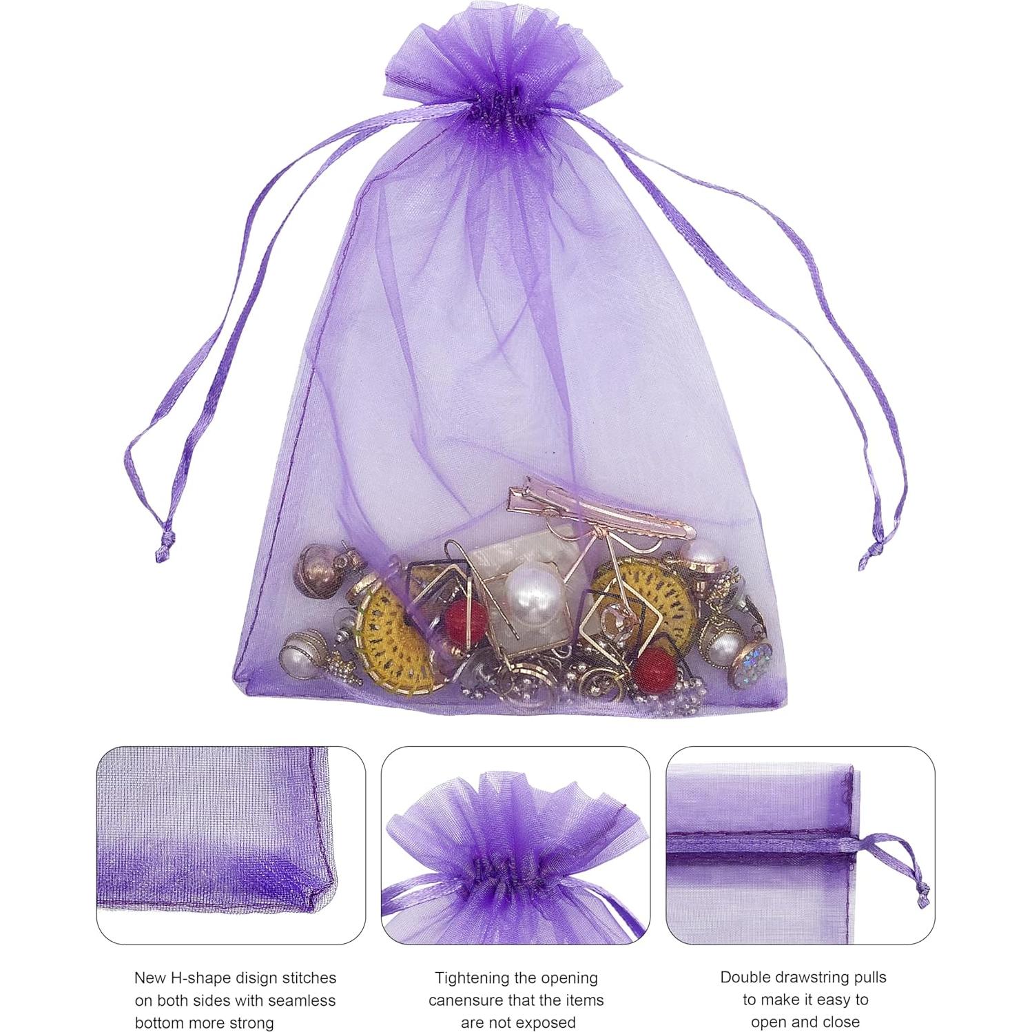 120 Bolsas de Organza Transparentes Jexila 12,7x17,8cm Arcoíris