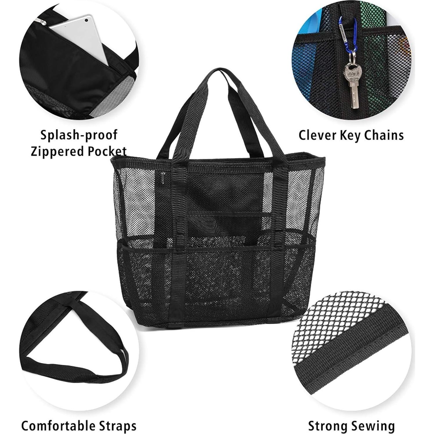 Bolsa de Playa Grande F-color con 9 Bolsillos para Mujeres