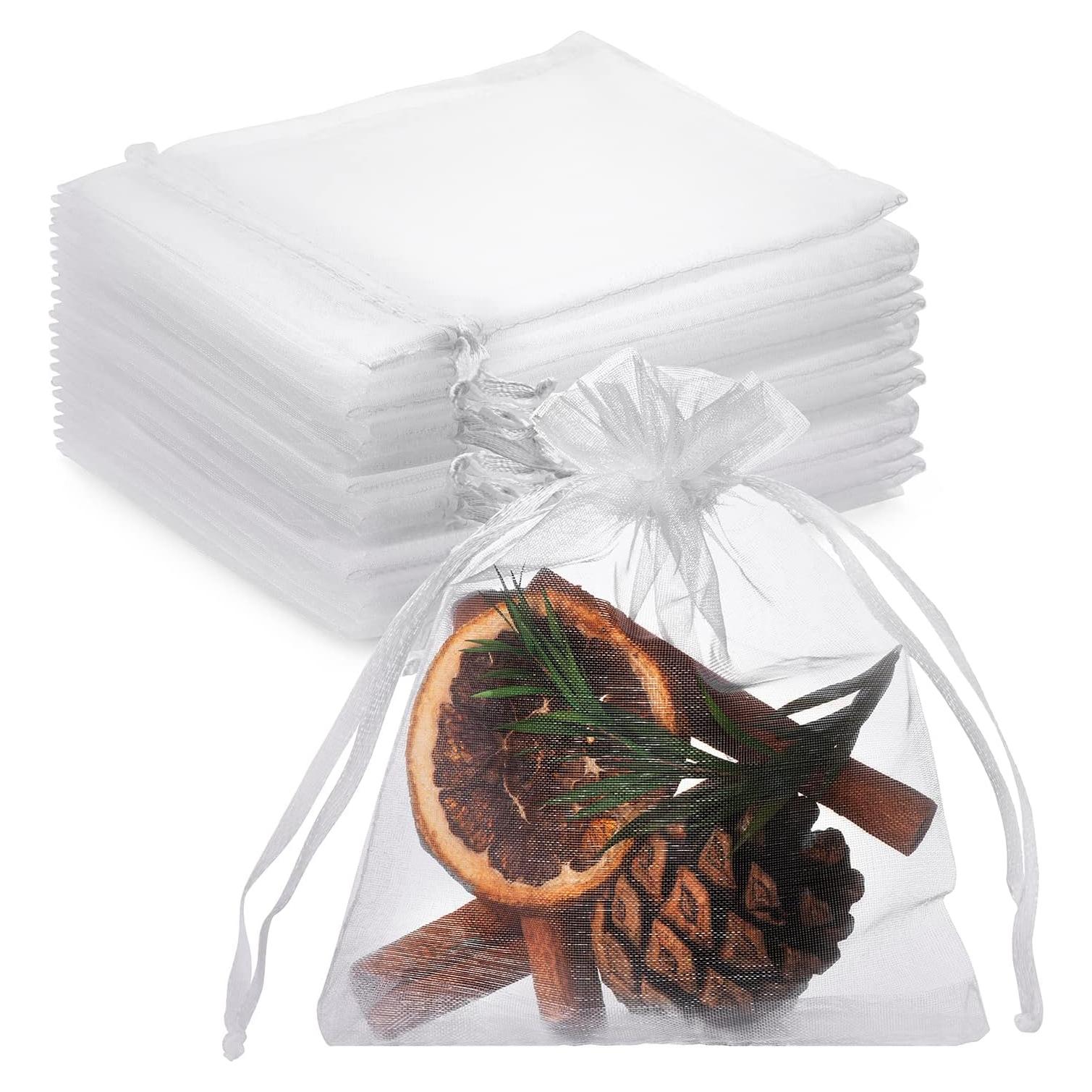 100 Bolsas de Organza Blancas 7,62x10,16 cm FloraSea