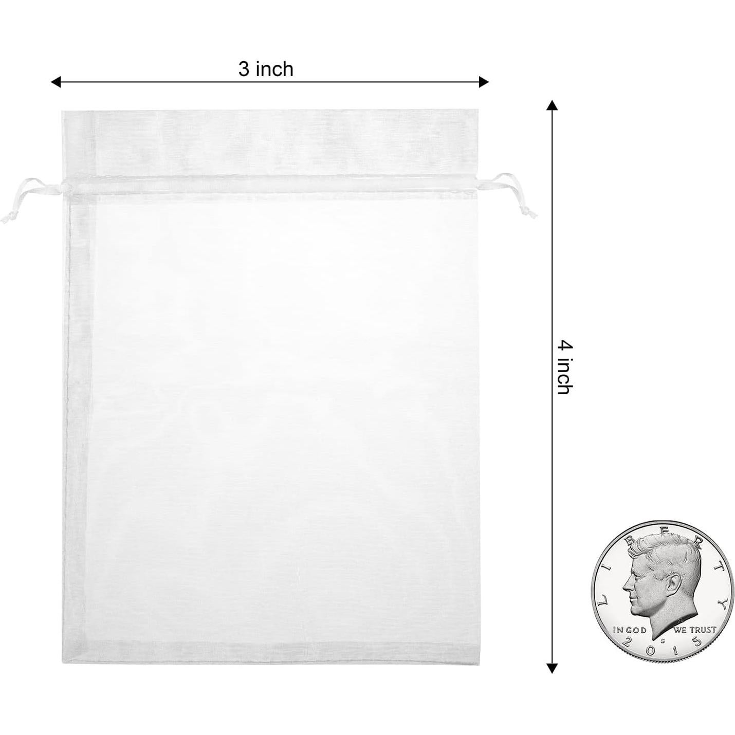 100 Bolsas de Organza Blancas 7,62x10,16 cm FloraSea