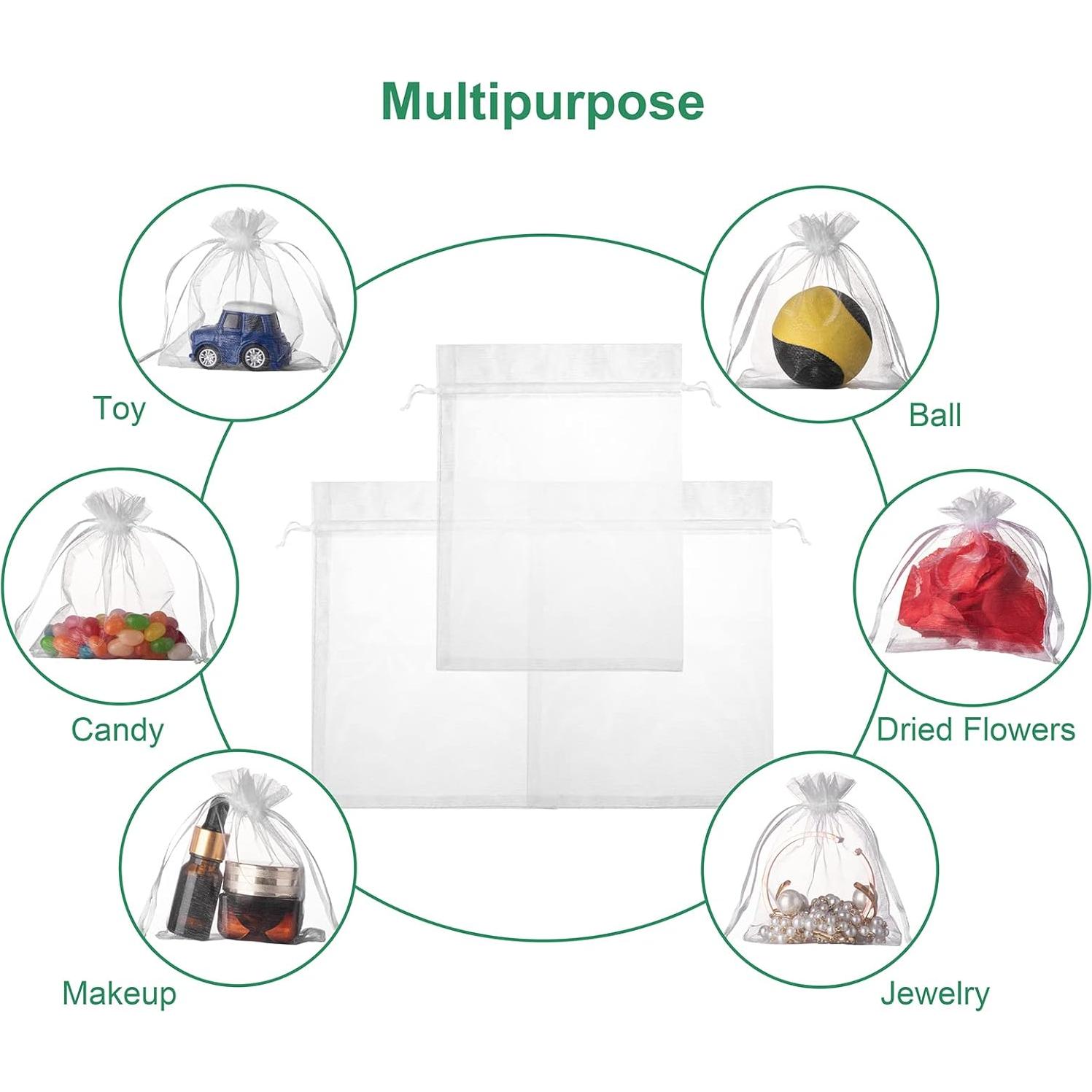 100 Bolsas de Organza Blancas 7,62x10,16 cm FloraSea