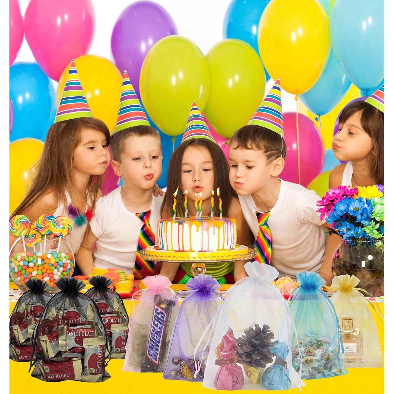 100 Bolsas de Organza Negras 13x18 cm con Cierre de Cuerda