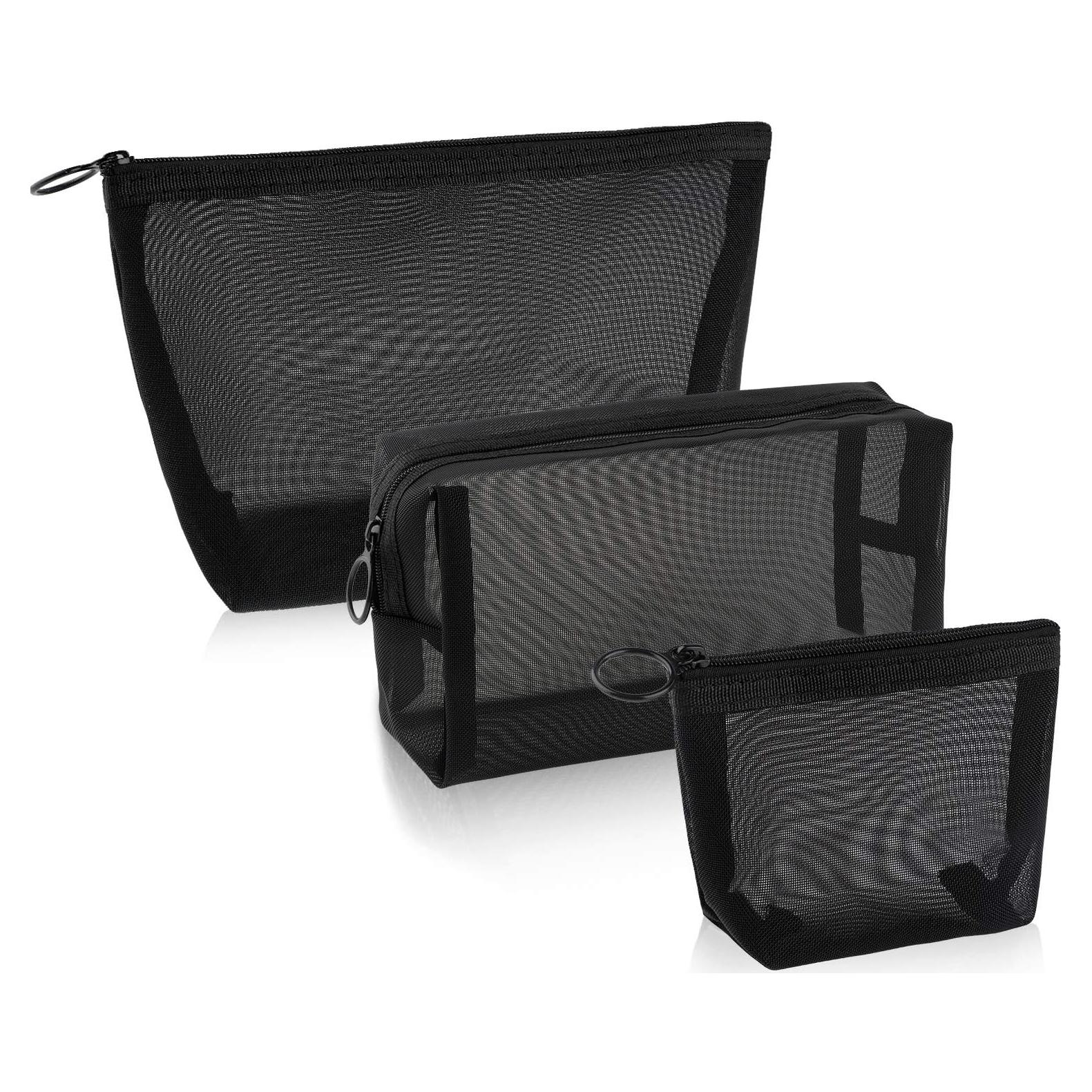 Bolsa Cosmética de Malla 3 Piezas Boao Negro Organizador