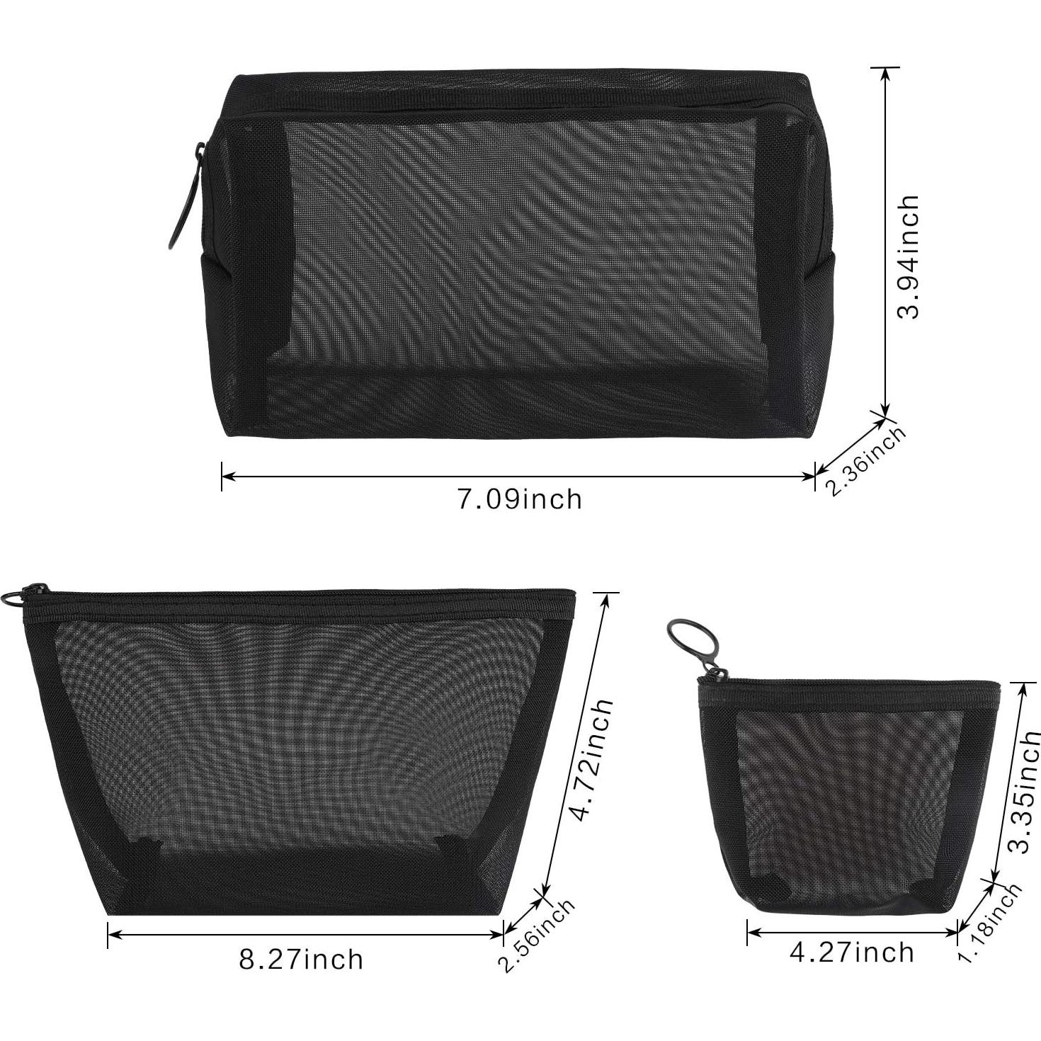 Bolsa Cosmética de Malla 3 Piezas Boao Negro Organizador