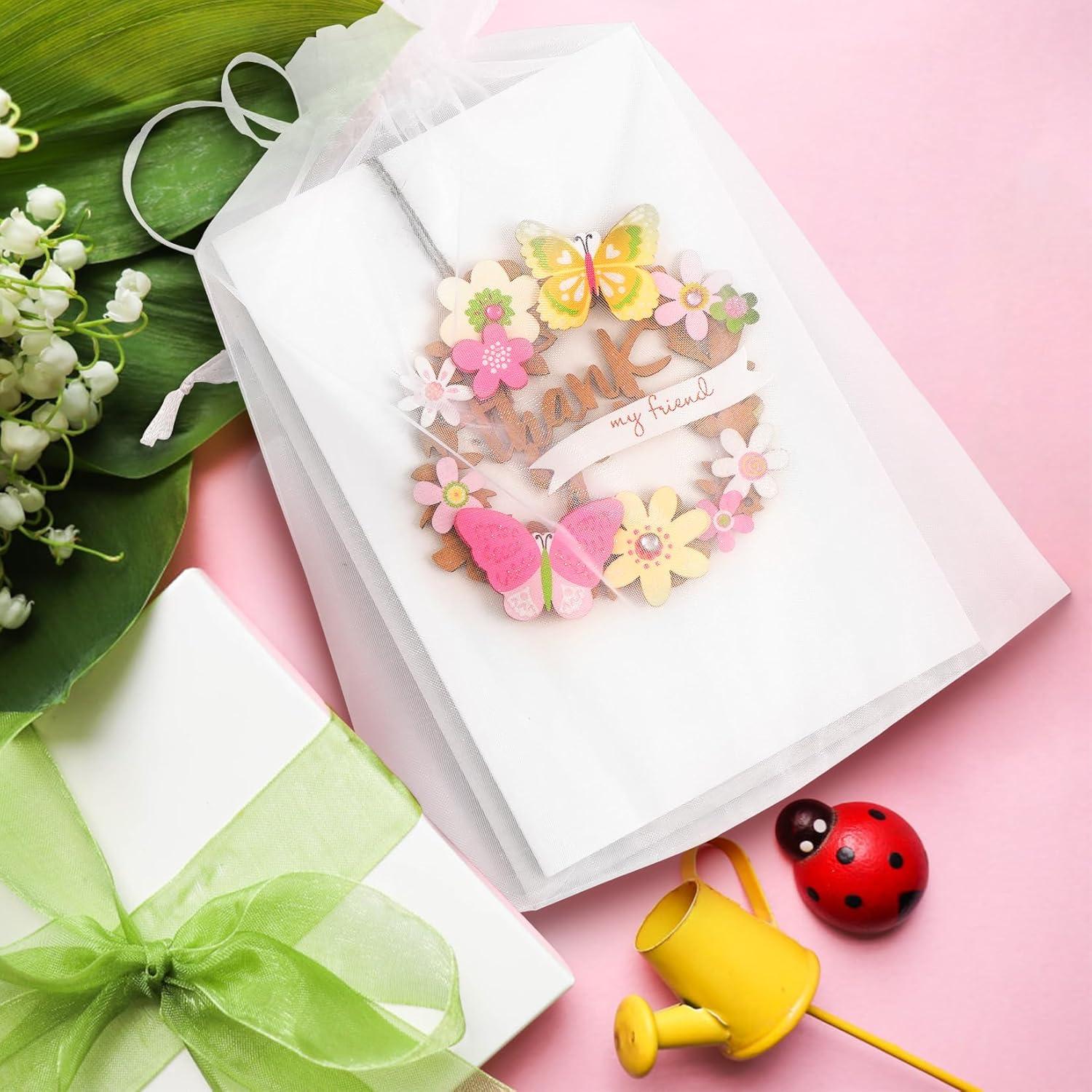 Bolsas de Organza Blancas ANZNKU 50 Piezas 15x23 cm