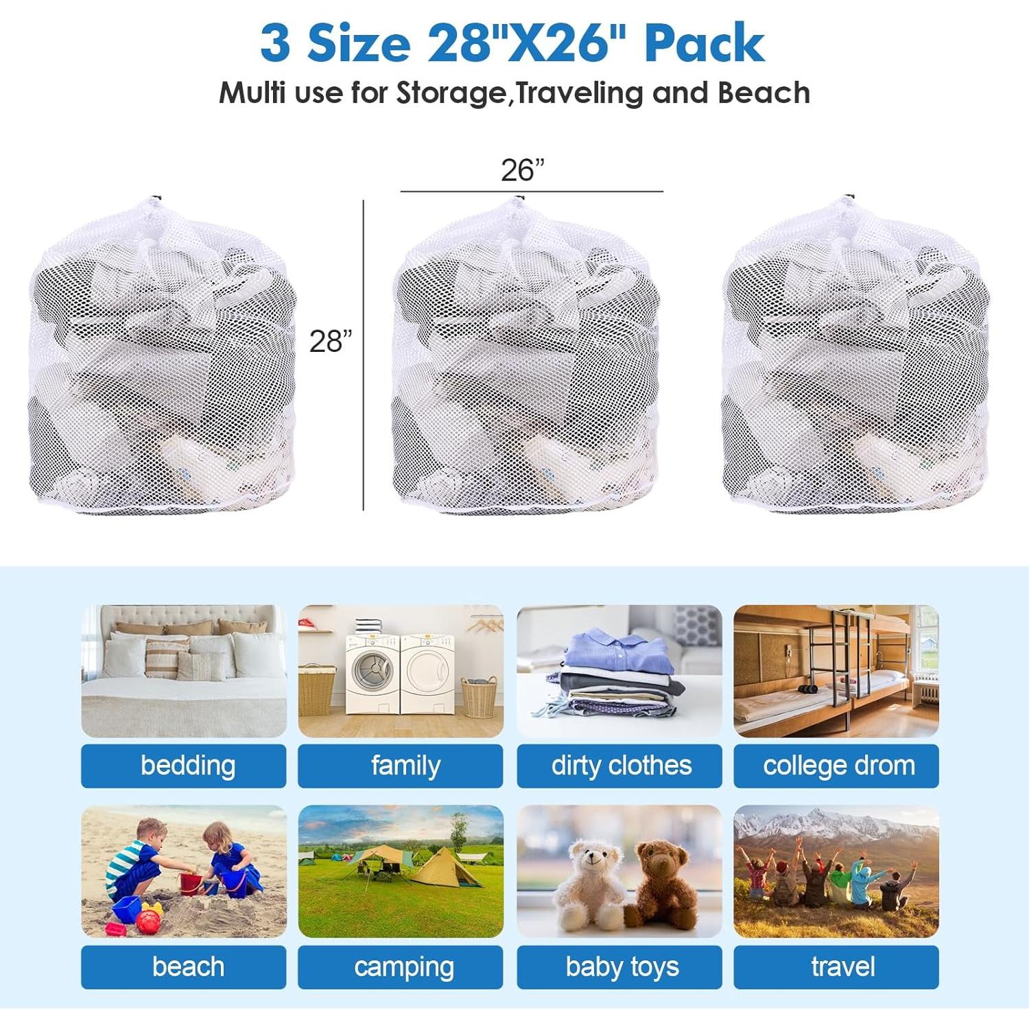 3 Bolsas de Malla Jumbo OKAKA para Lavandería 70L