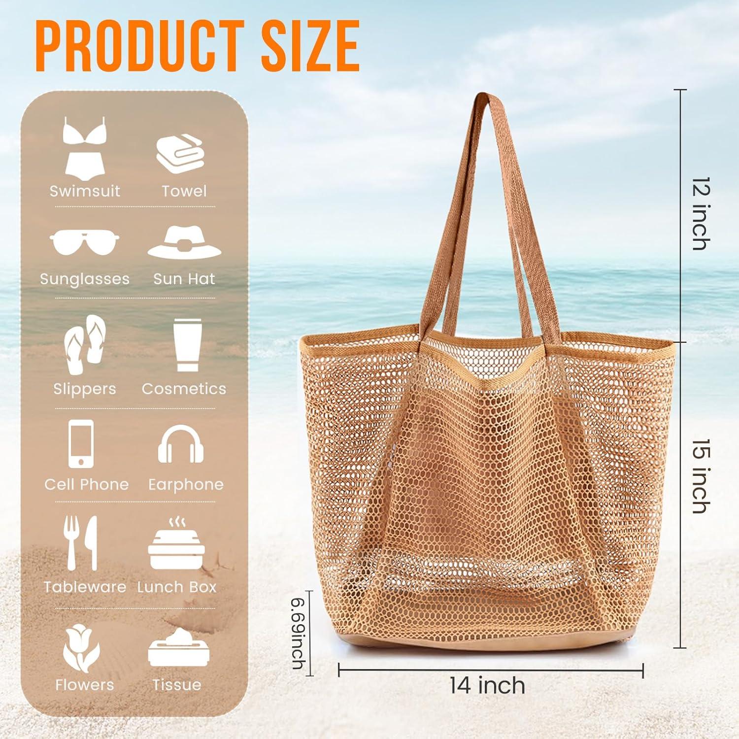 Bolsa de Playa Malla Impermeable para Mujeres - Marrón