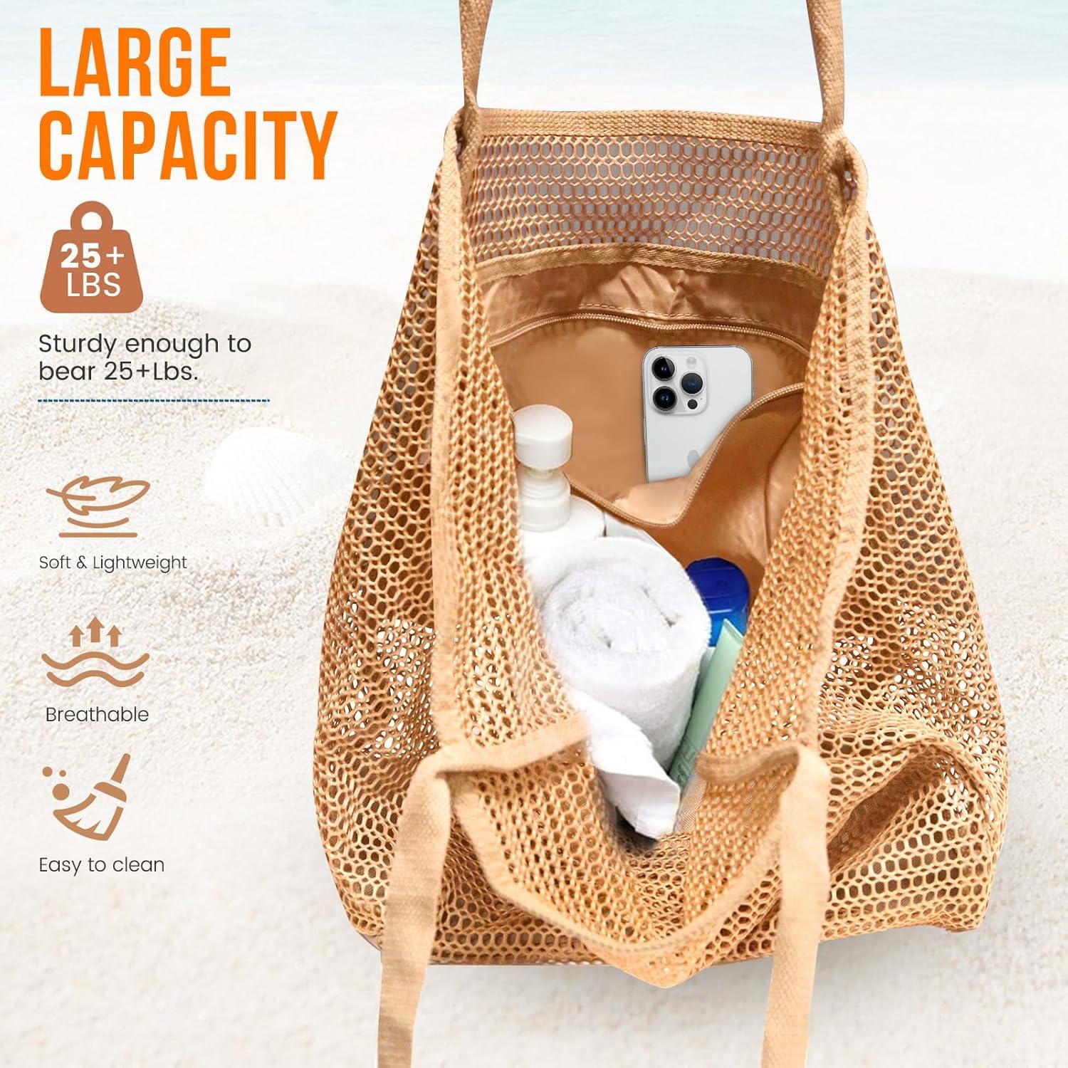 Bolsa de Playa Malla Impermeable para Mujeres - Marrón