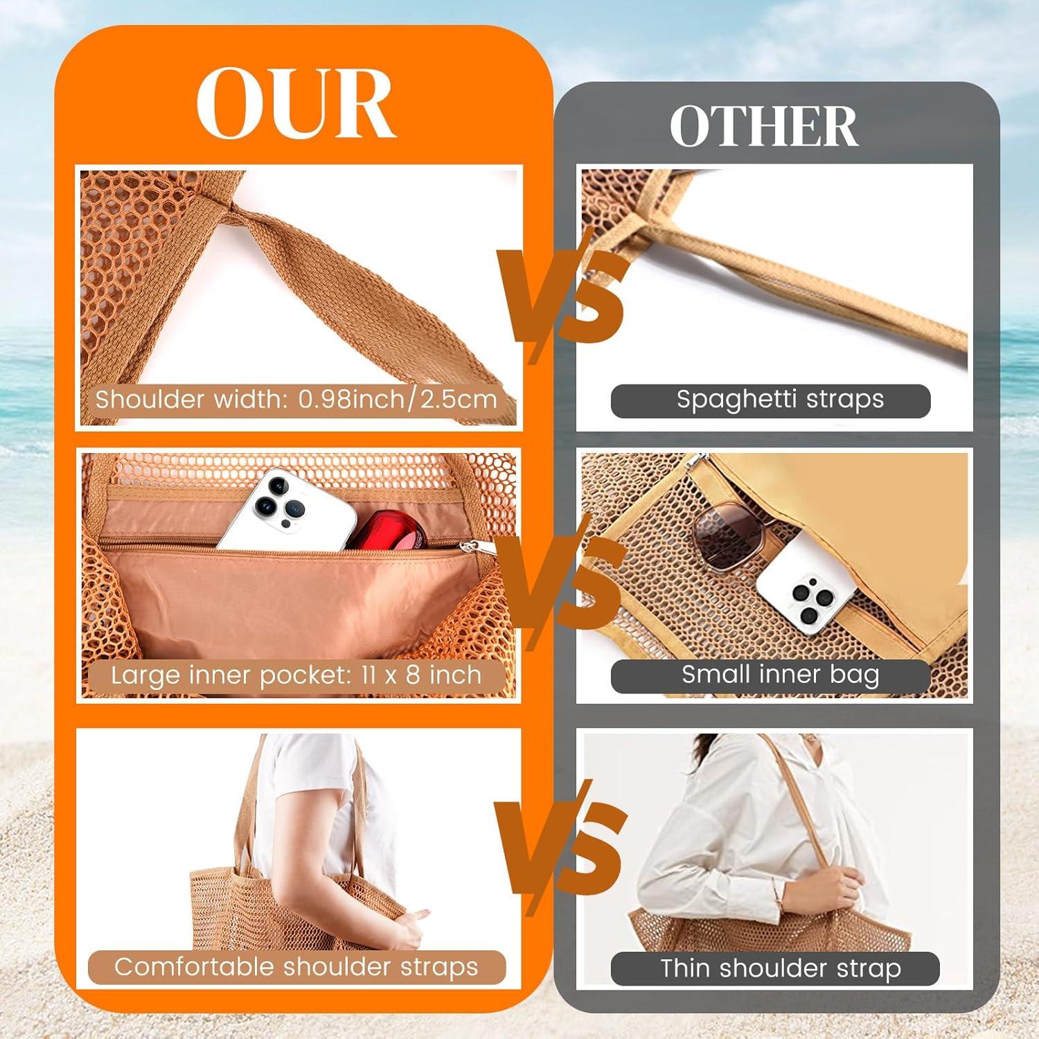 Bolsa de Playa Malla Impermeable para Mujeres - Marrón