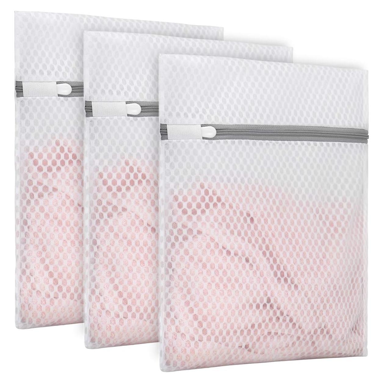 3 Bolsas de Lavandería Malla Panal Muchfun 23x30cm Duraderas
