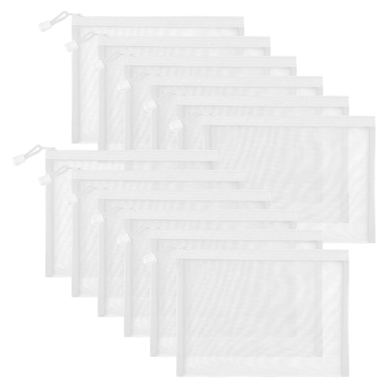 12 Bolsas de Malla Nylon Sinzip A5 con Cremallera Blancas