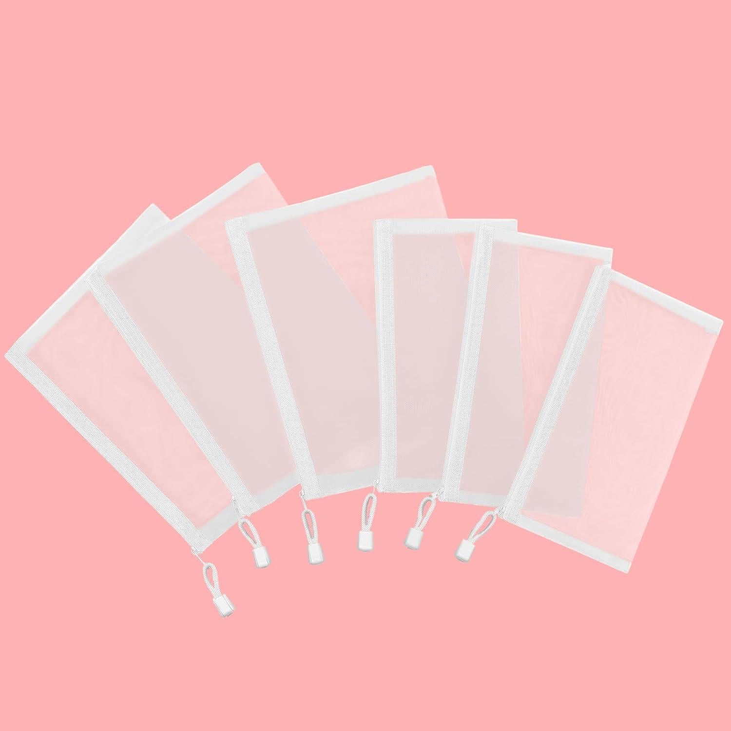 12 Bolsas de Malla Nylon Sinzip A5 con Cremallera Blancas