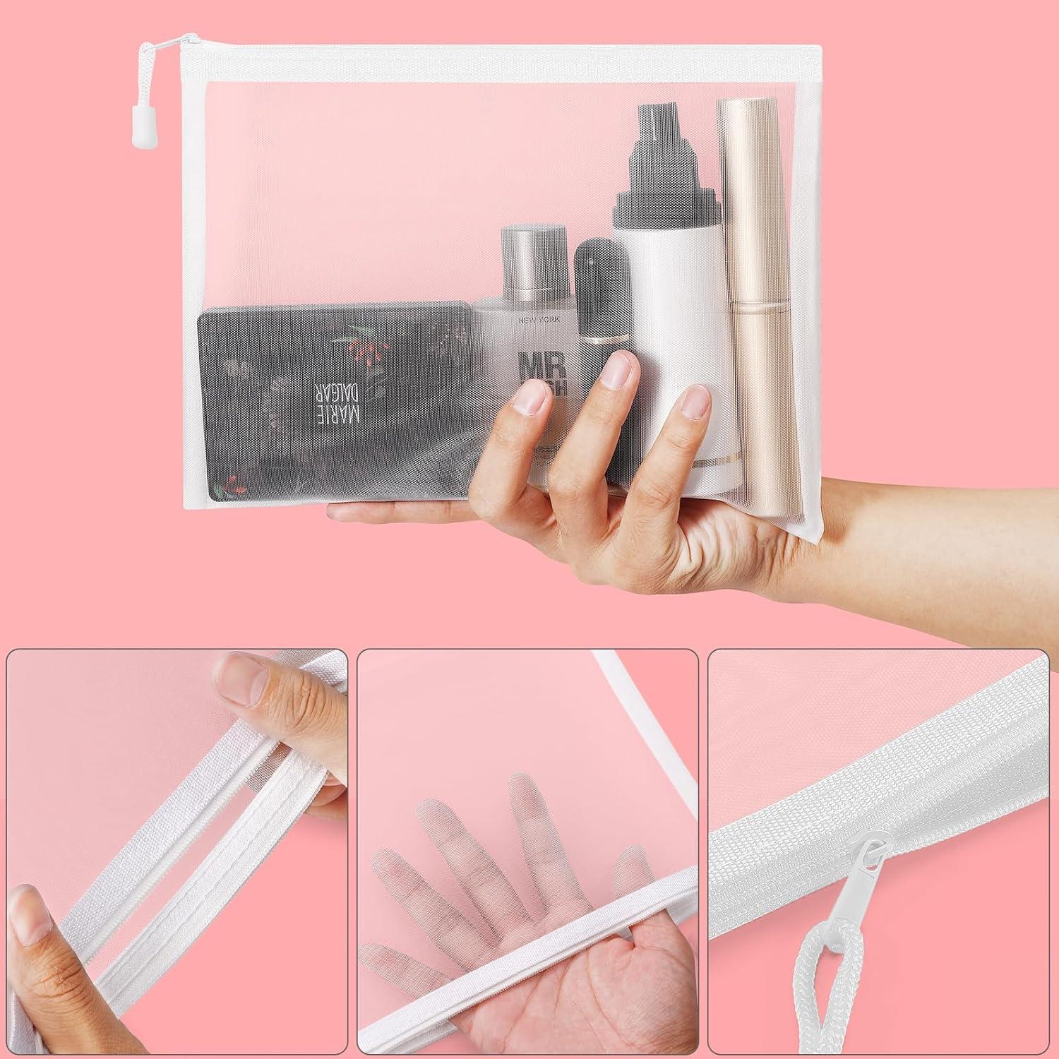 12 Bolsas de Malla Nylon Sinzip A5 con Cremallera Blancas