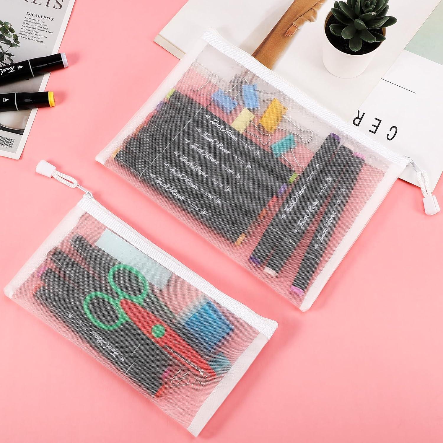 12 Bolsas de Malla Nylon Sinzip A5 con Cremallera Blancas