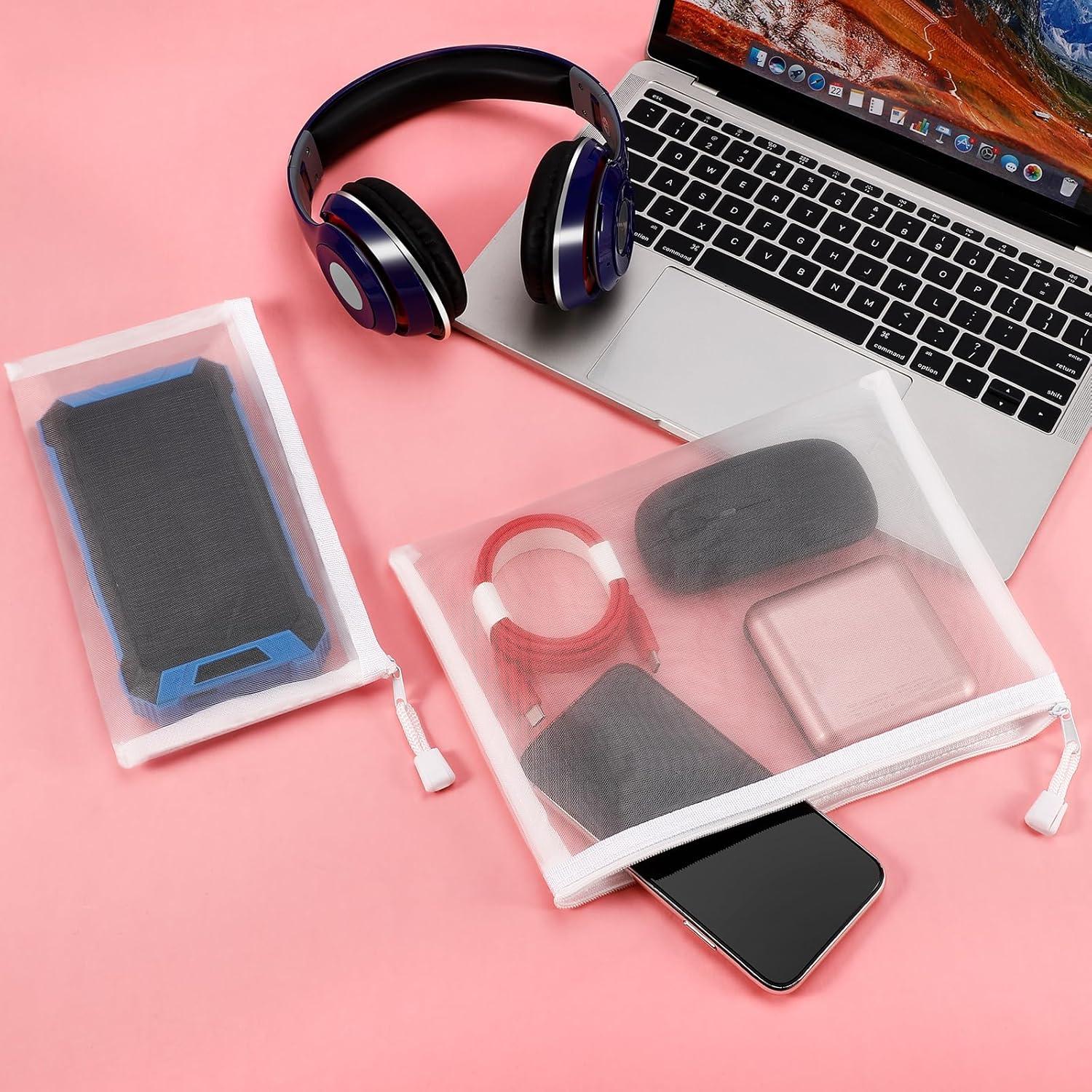 12 Bolsas de Malla Nylon Sinzip A5 con Cremallera Blancas