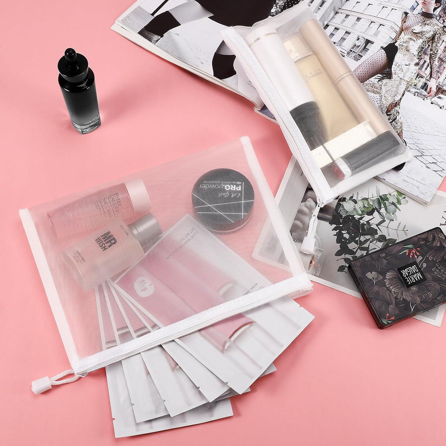 12 Bolsas de Malla Nylon Sinzip A5 con Cremallera Blancas