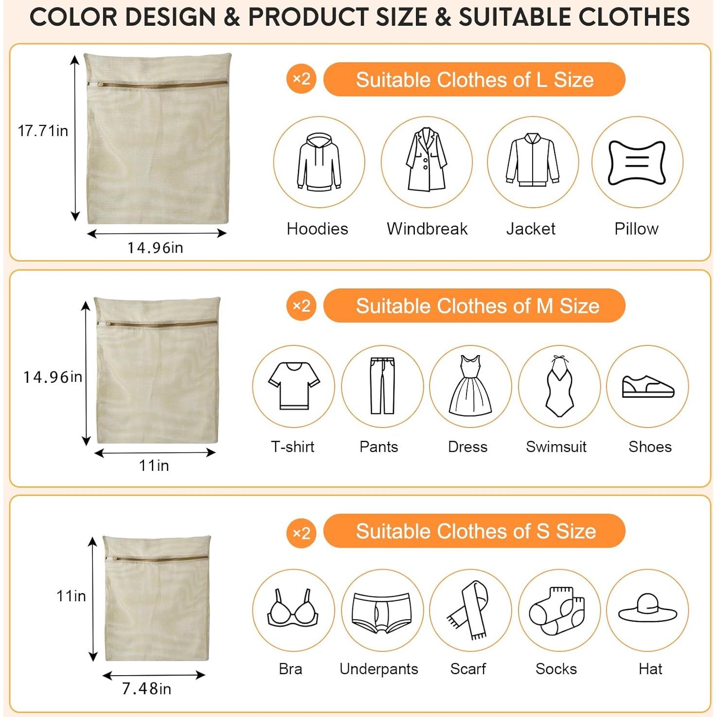 Bolsa de Lavandería de Malla Algodón 6 Piezas NAHADS