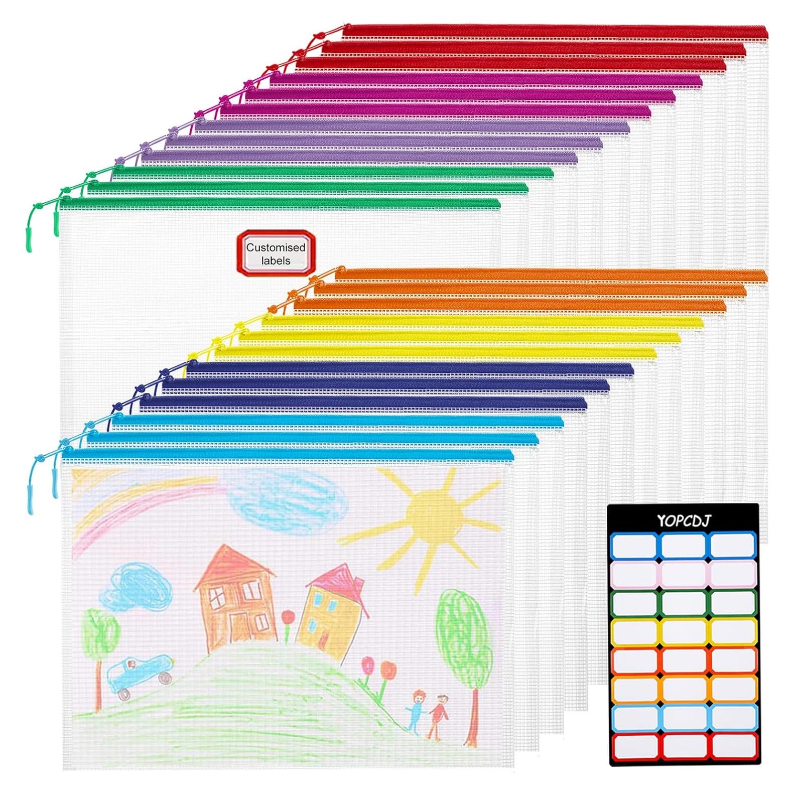 24 Piezas Bolsa de Malla con Cierre YOPCDJ A4 Colorido