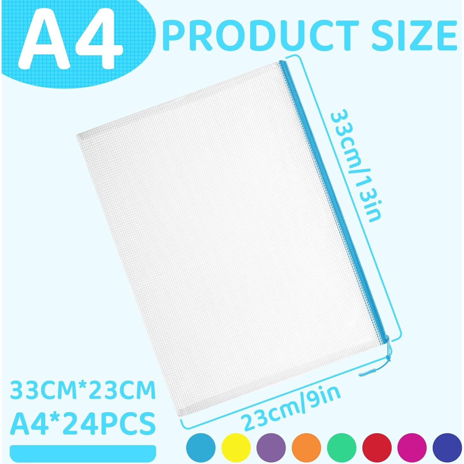 24 Piezas Bolsa de Malla con Cierre YOPCDJ A4 Colorido