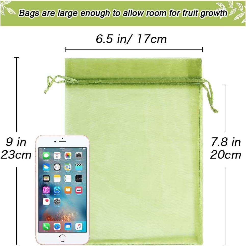 100 Bolsas de Protección de Frutas HRX Verde 15x23 cm