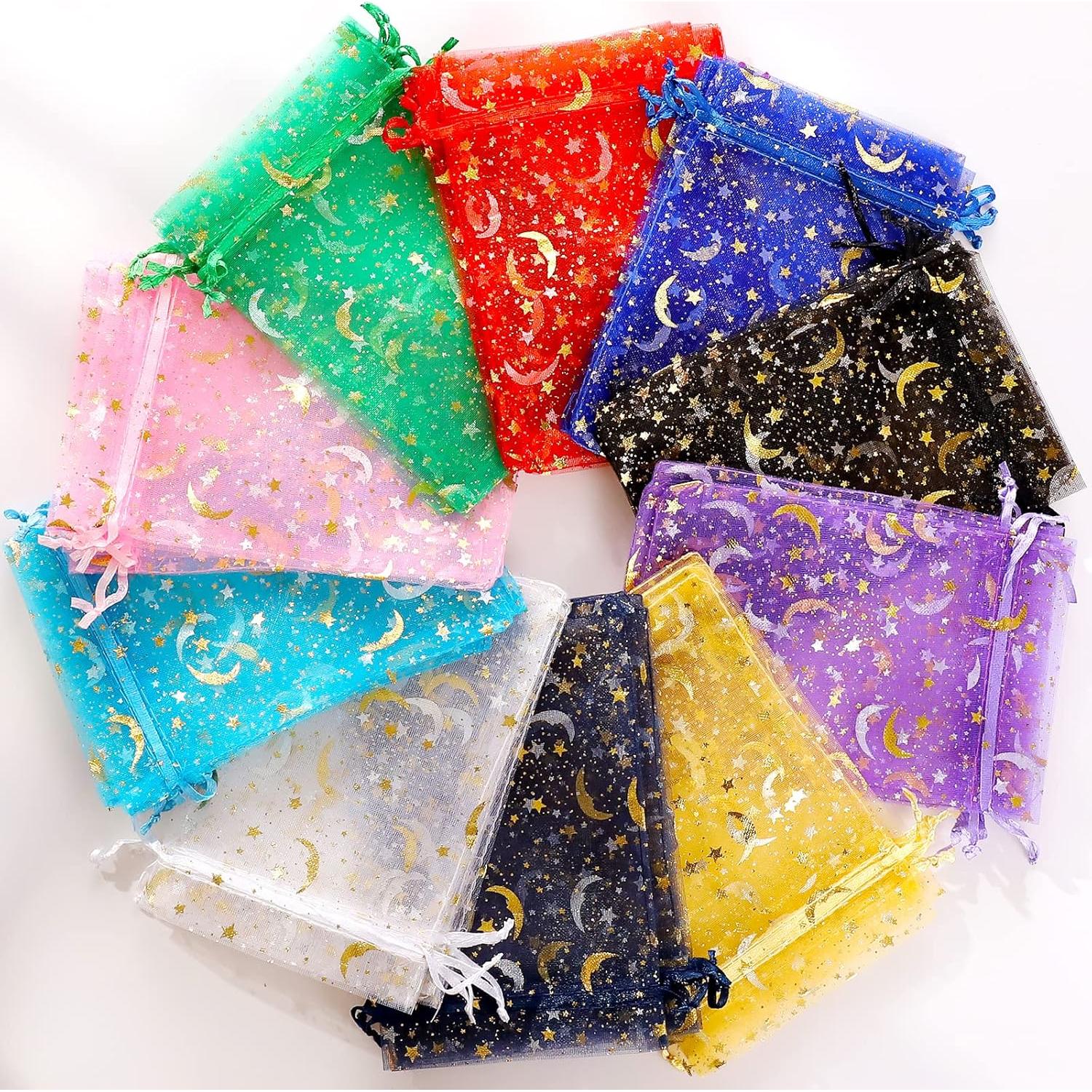 Bolsas de Organza ENNIYU 100 Piezas 10x15 cm Luna Estrella