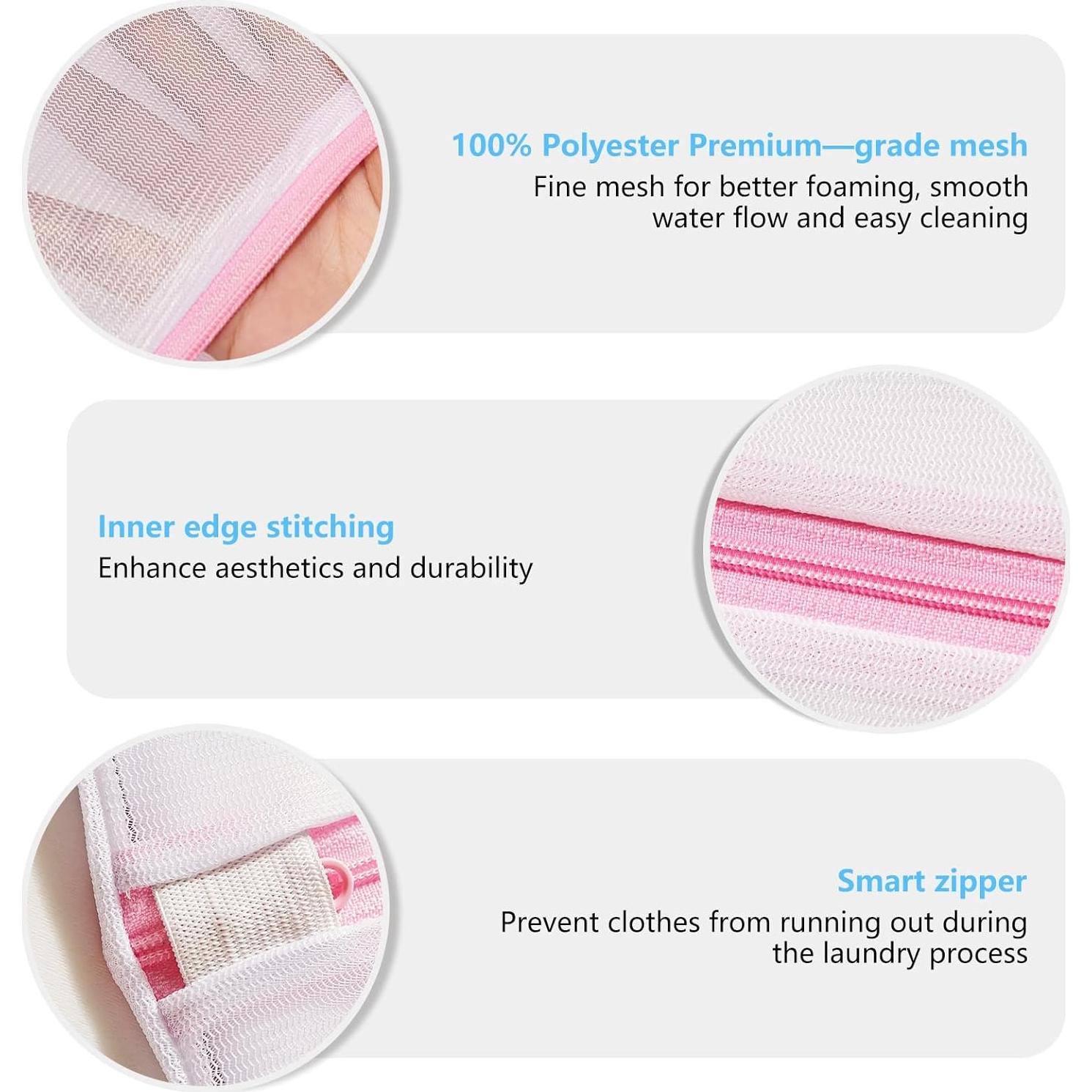 4 Bolsas de Lavandería MIAETFH Malla Fina para Prendas