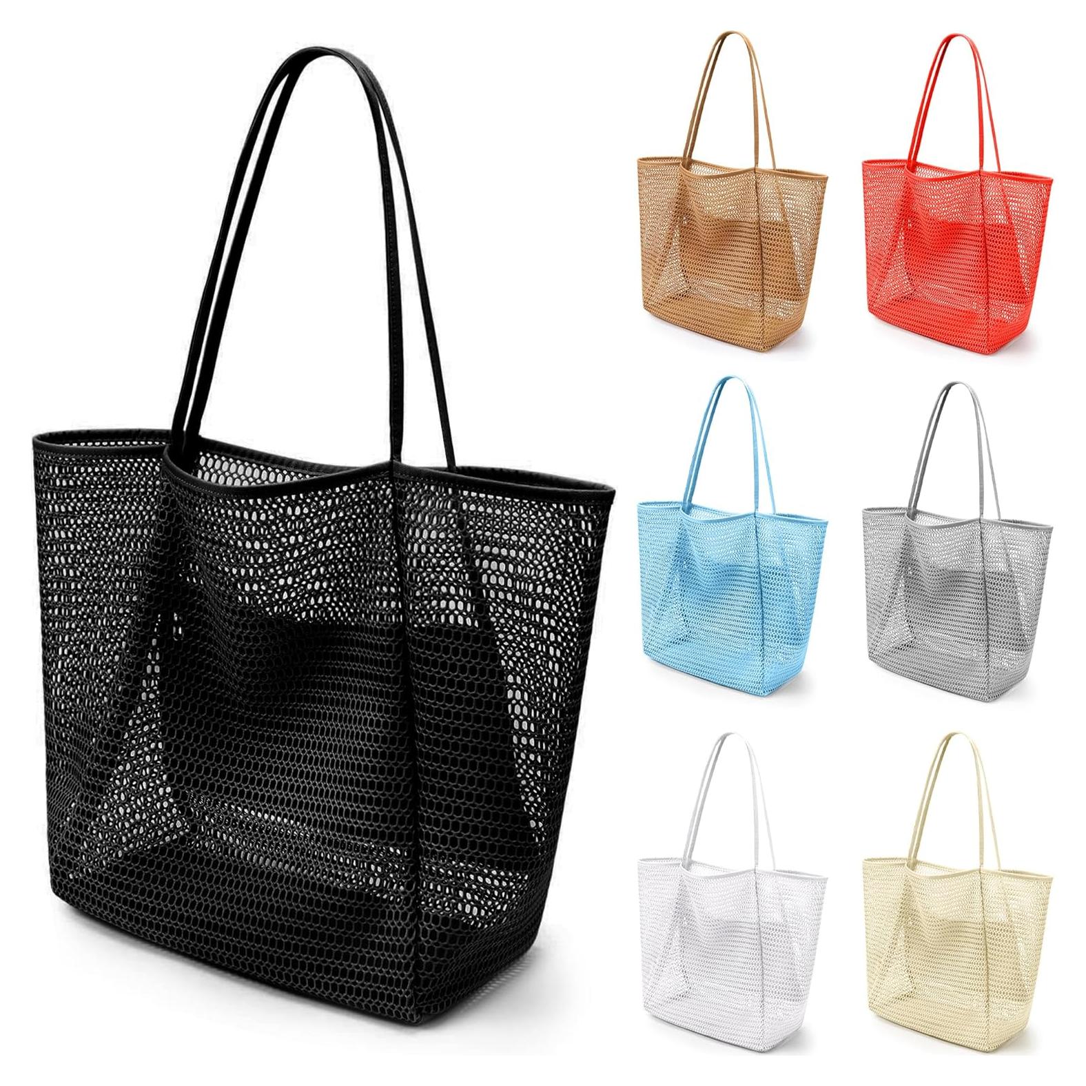 Bolsa de Playa de Malla VOROLO Negra 50.8x35.6cm Verano