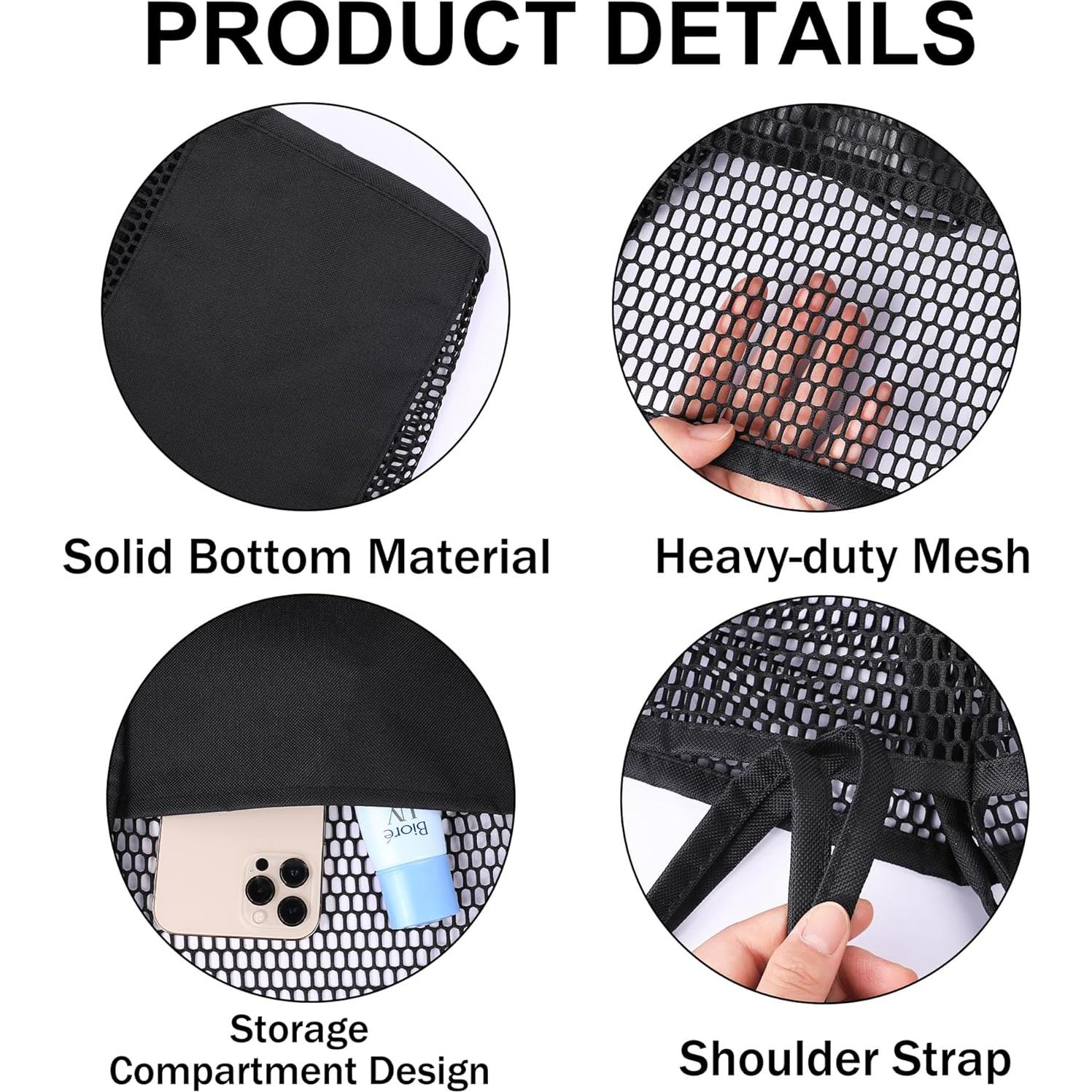 Bolsa de Playa de Malla VOROLO Negra 50.8x35.6cm Verano